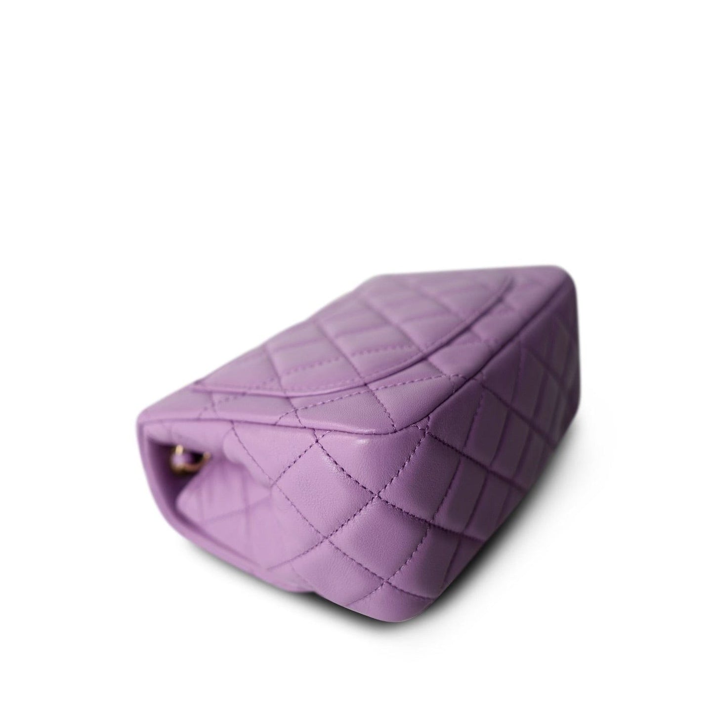 22S Purple Lambskin Quilted Pearl Crush Mini Square Aged Gold Hardware