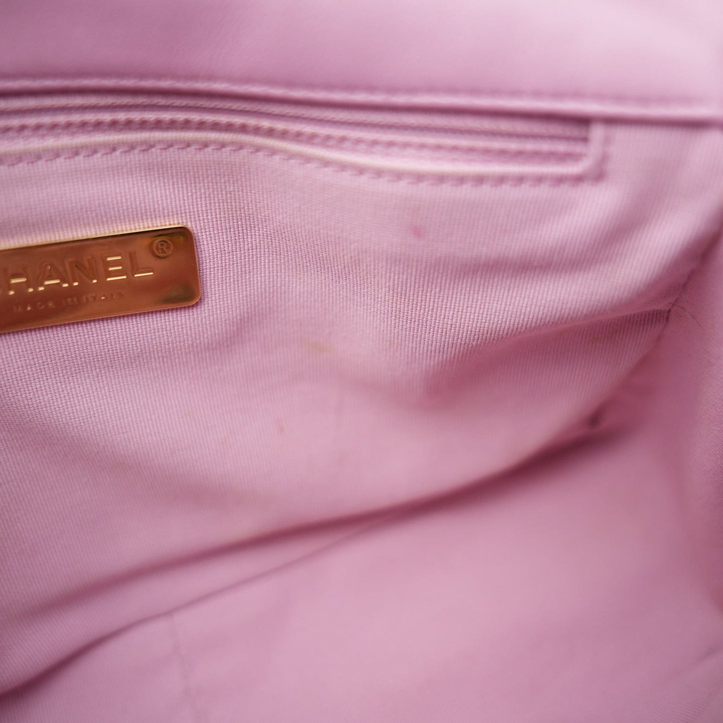 Light Pink Lambskin Quilted 19 Flap Small MHW