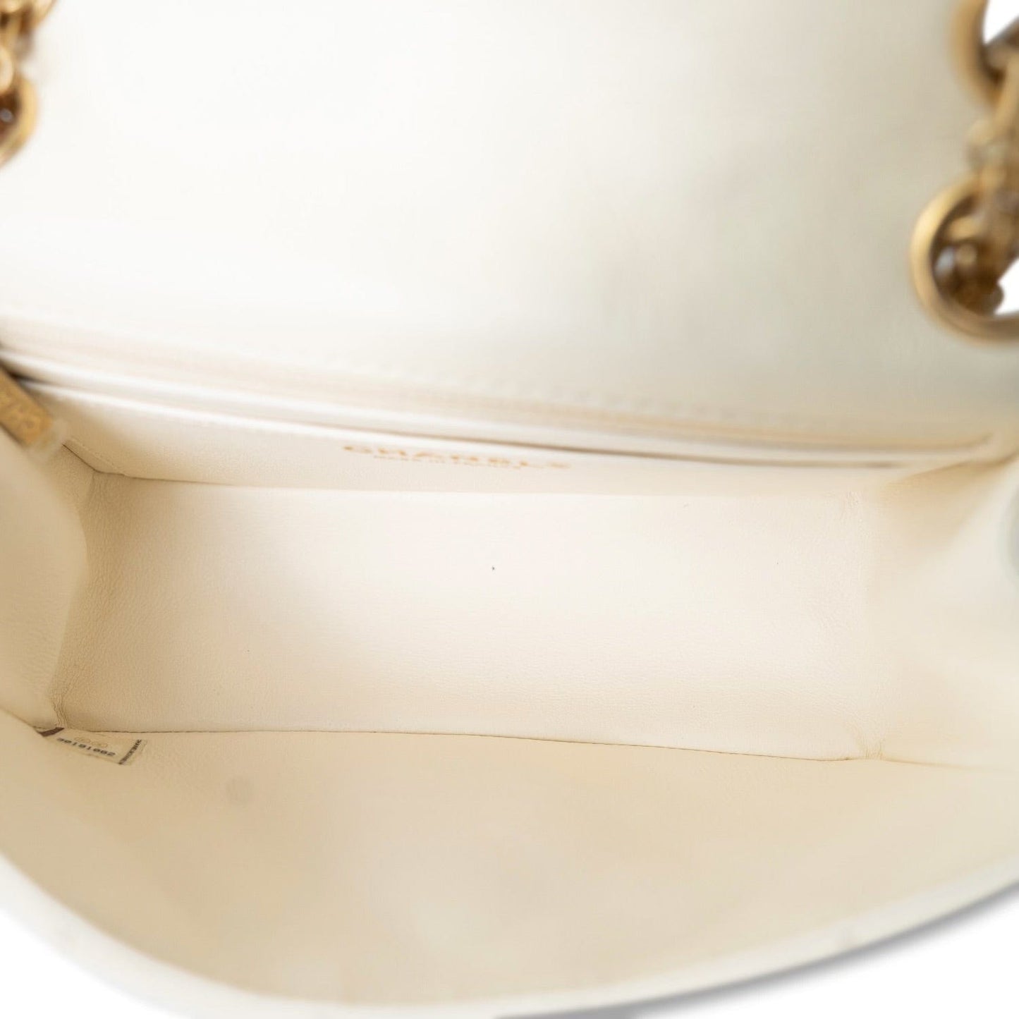 Ivory Aged Calfskin Quilted Mini Reissue Flap Aged Gold Hardware