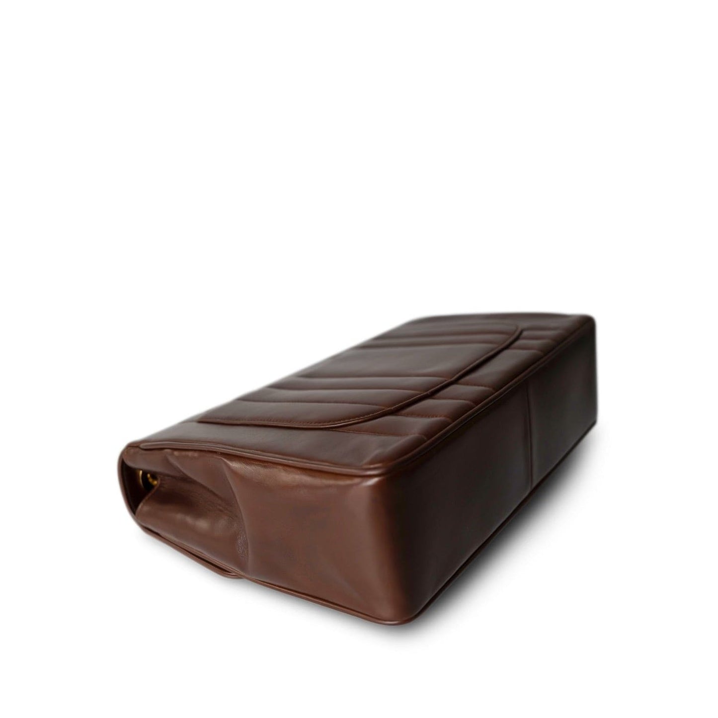 Brown Mademoiselle Lambskin Vertical Flap Jumbo Gold Hardware