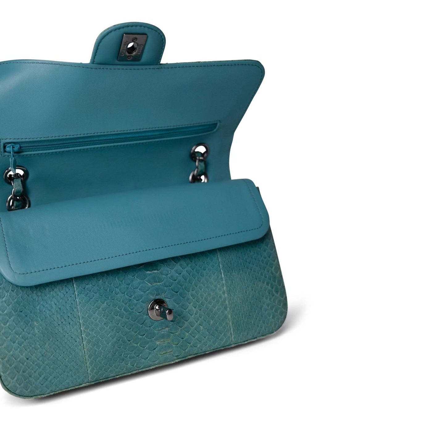 Turquoise Python Medium Classic Double Flap