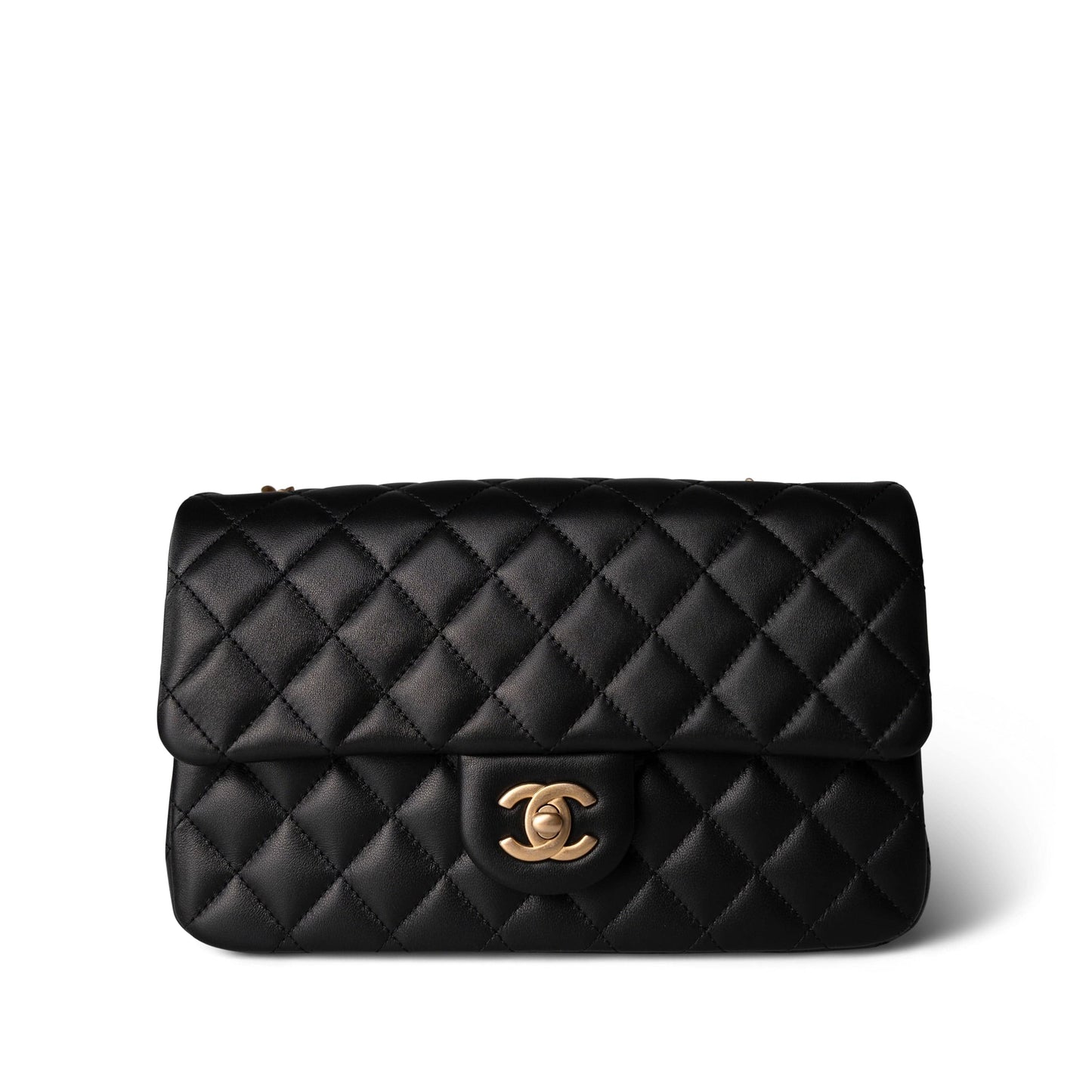 Sweet Camelia Single Flap Black Lambskin Quilted Aged GHW
