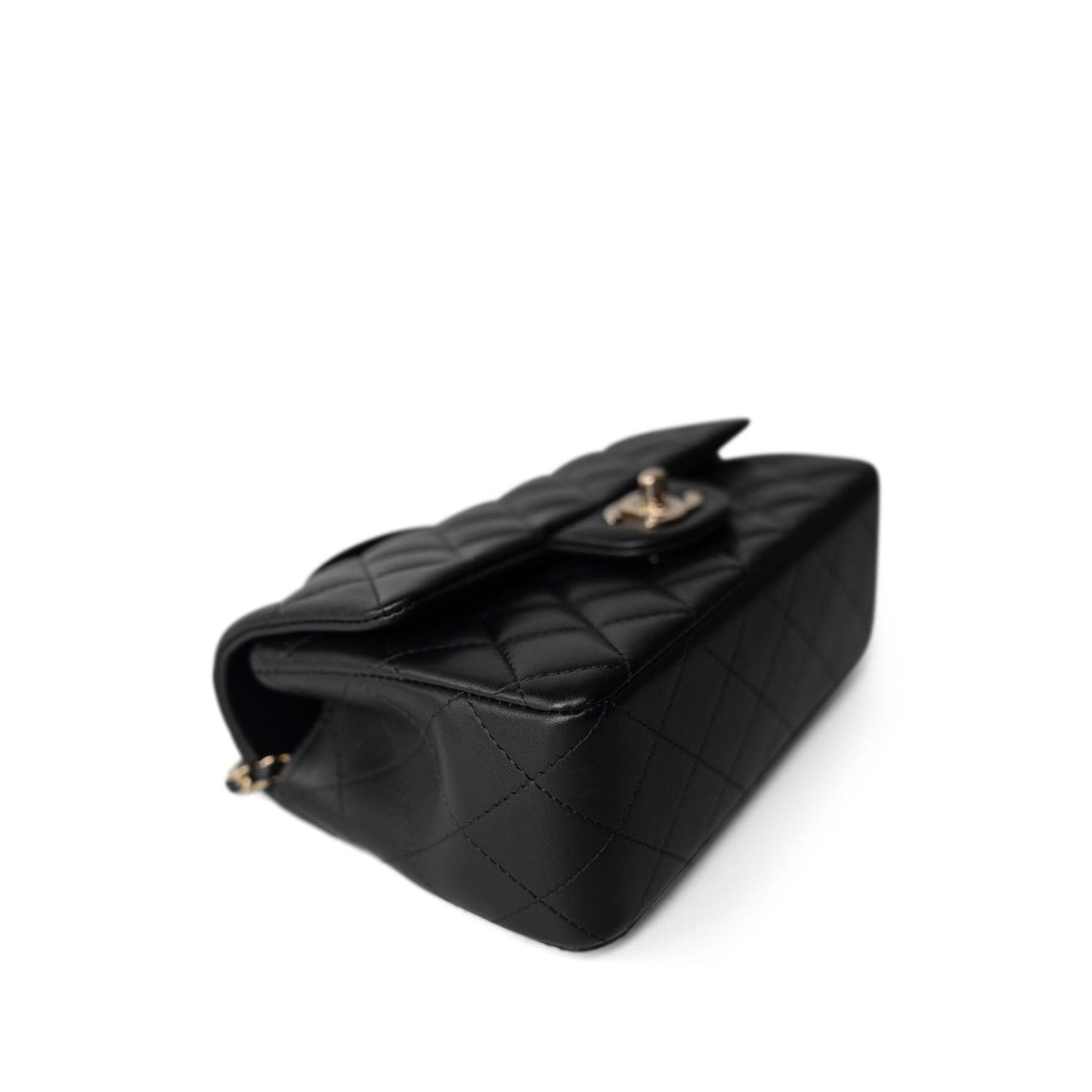 22A Black Lambskin Mini Top Handle Light Gold Hardware