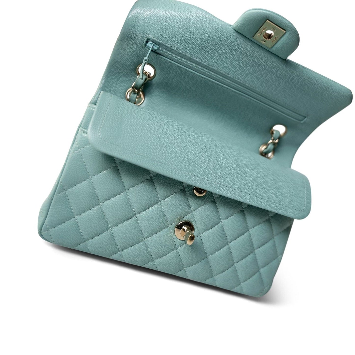 20C Tiffany Blue Small Classic Flap Light Gold Hardware