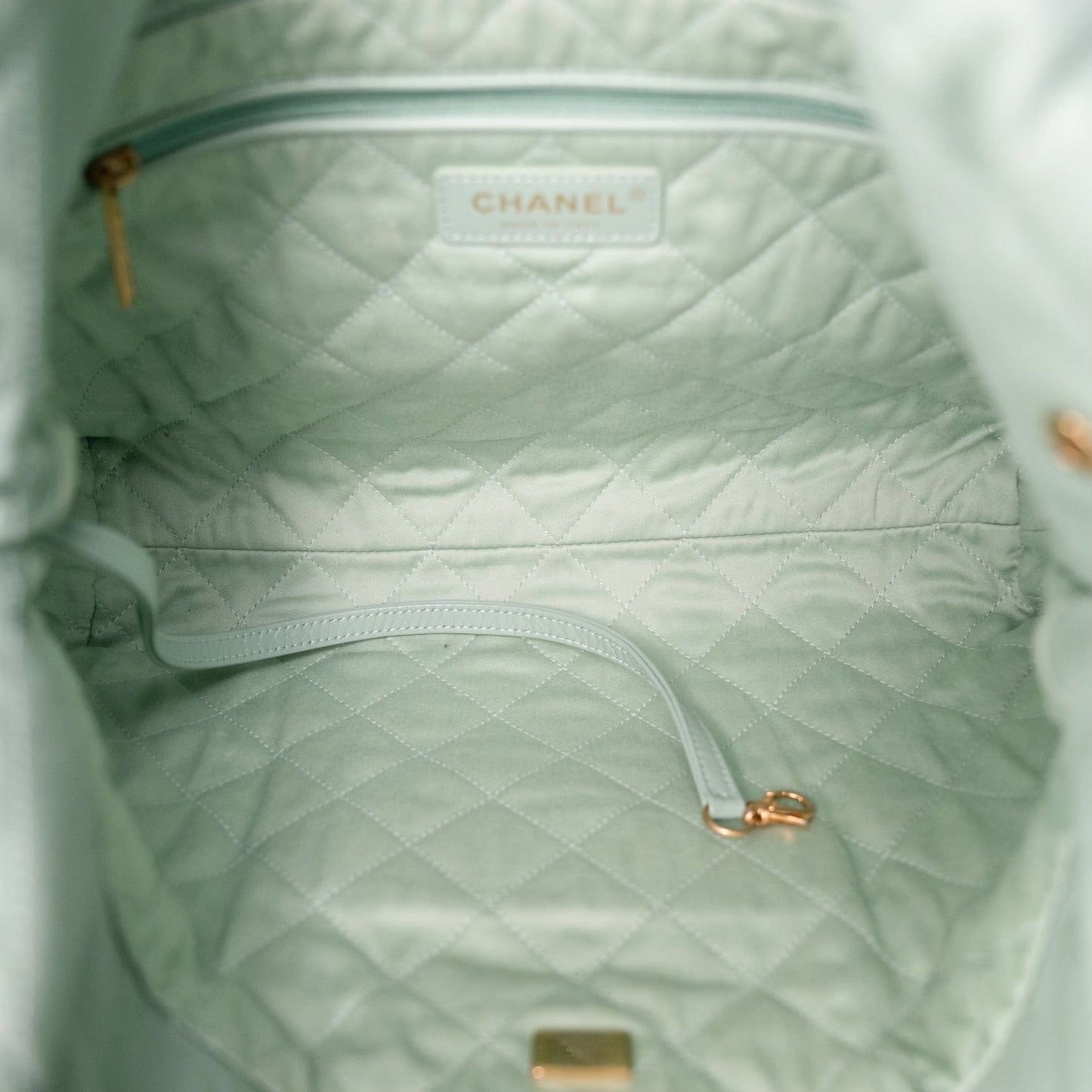 23P Light Green Calfskin Quilted 22 Hobo Bag Small