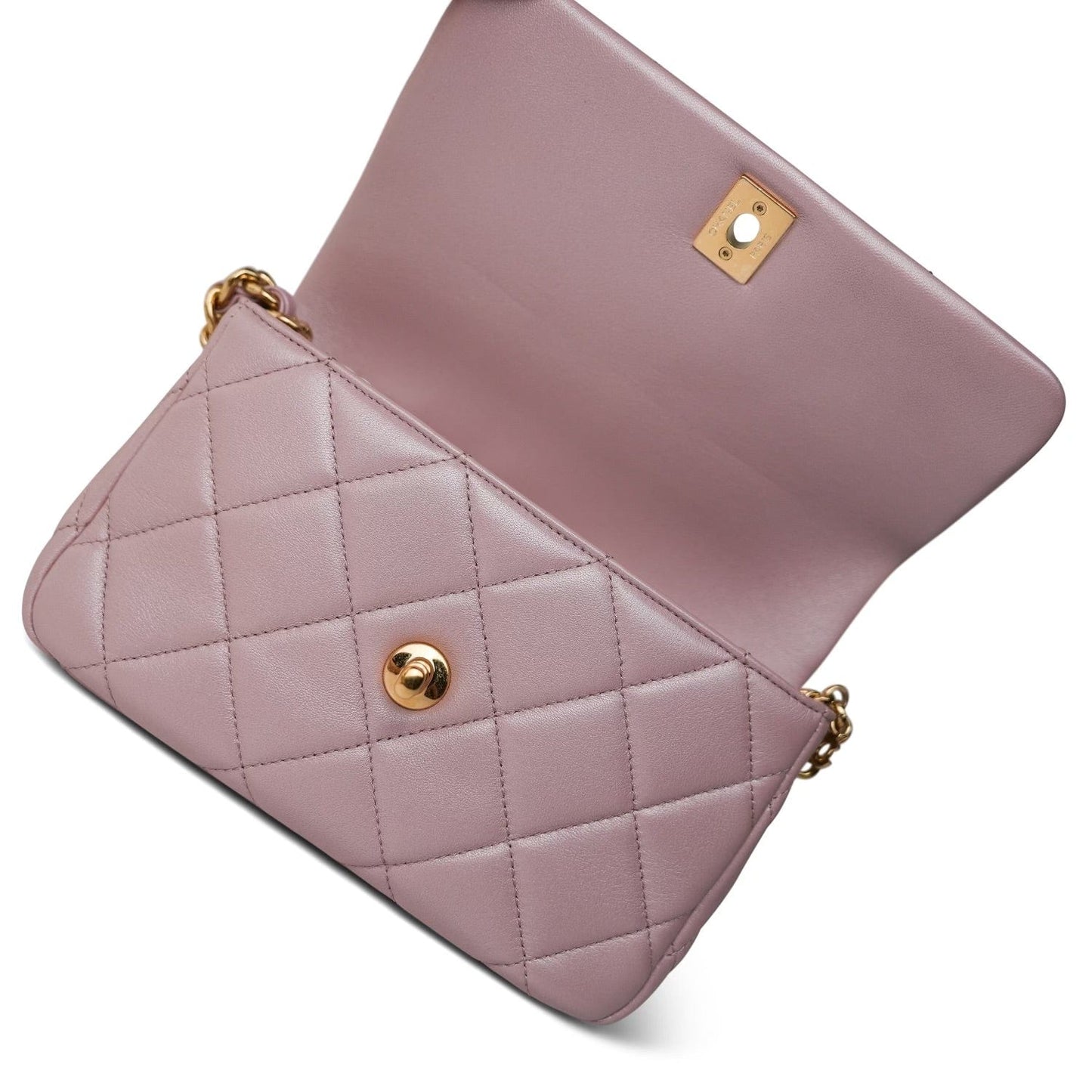 24P Pearly Pink Charm Single Flap Aged Gold Hardware