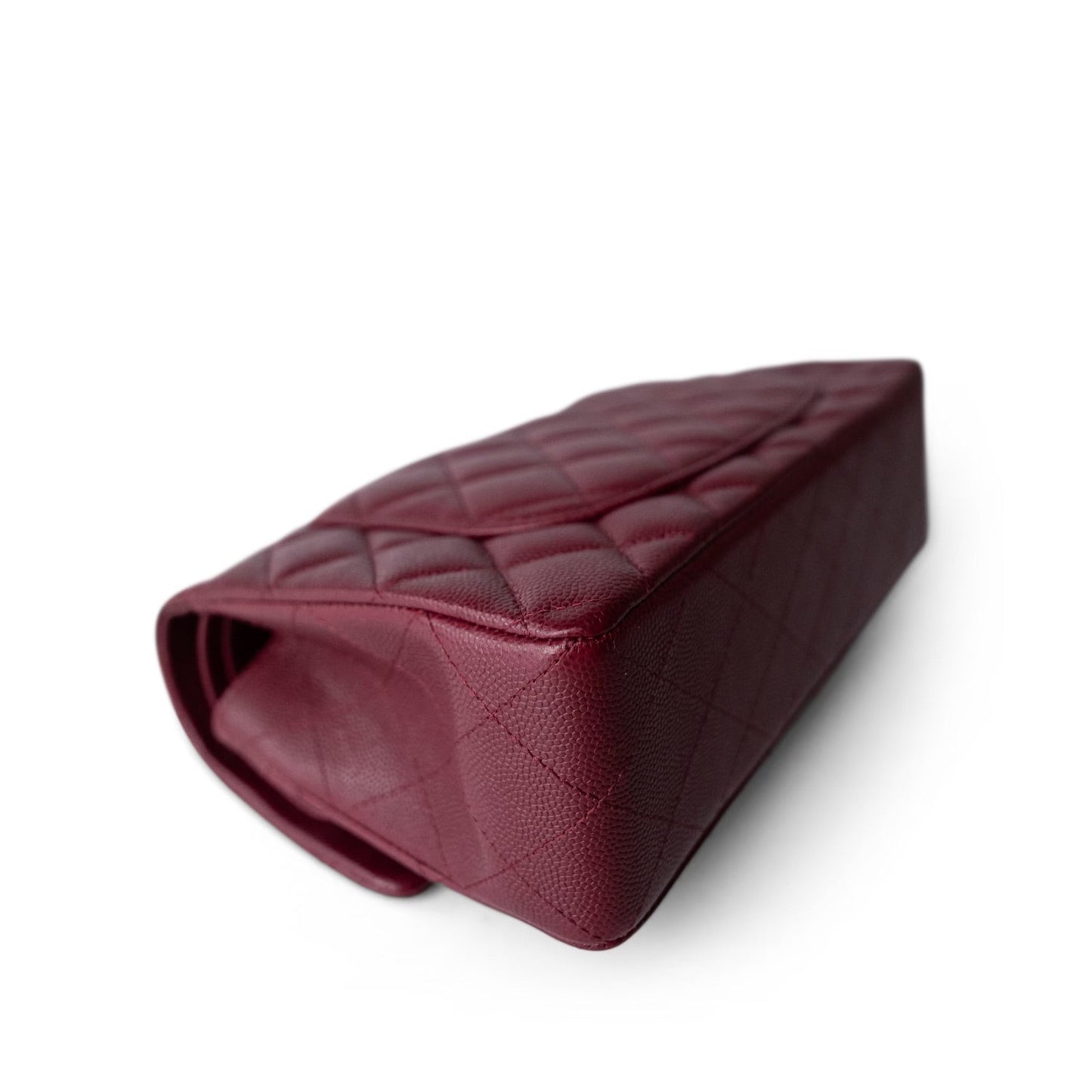 Wine/Burgundy Caviar Quilted Small Classic Double Flap LGHW