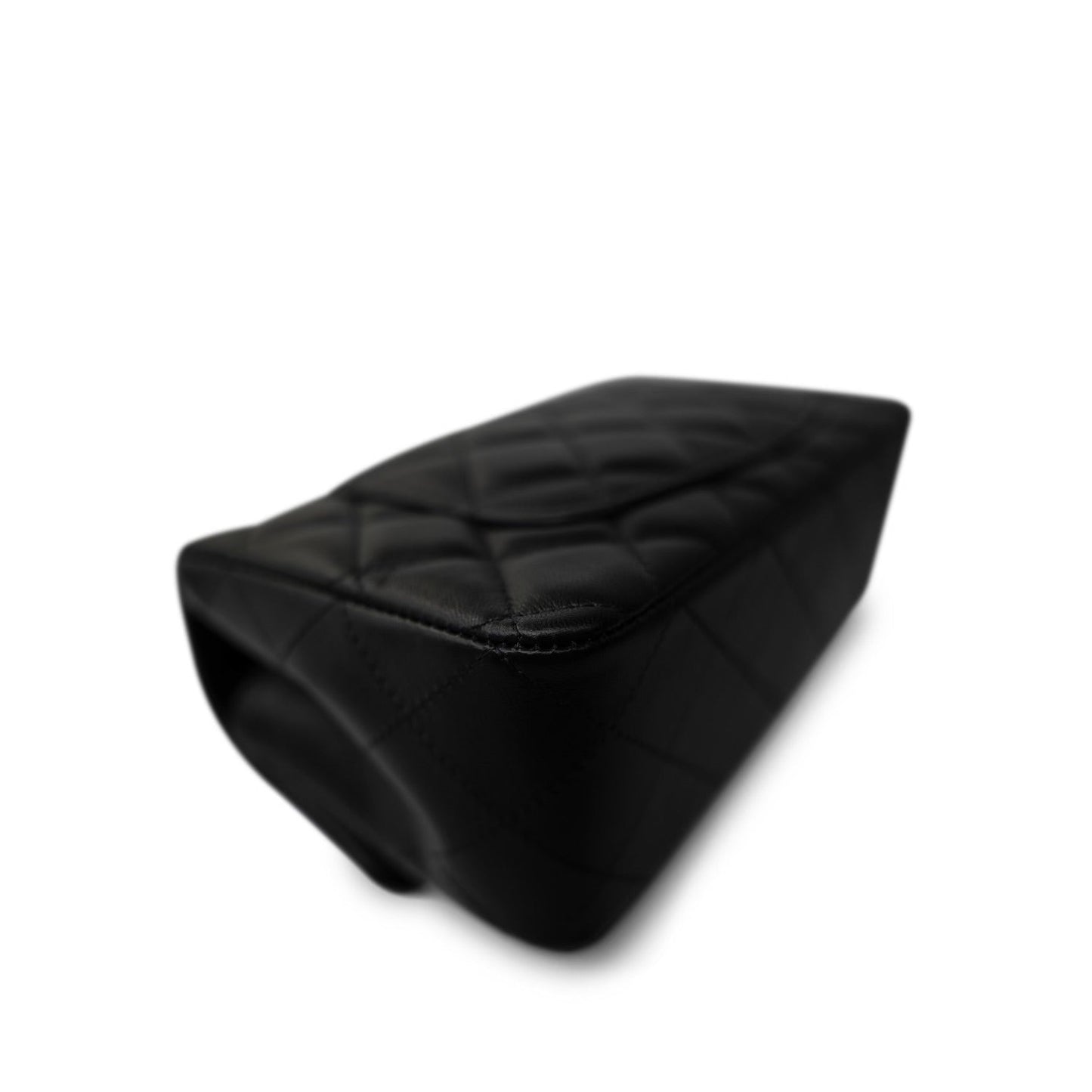 23S Black Lambskin Quilted Mini Rectangular Single Flap LGHW