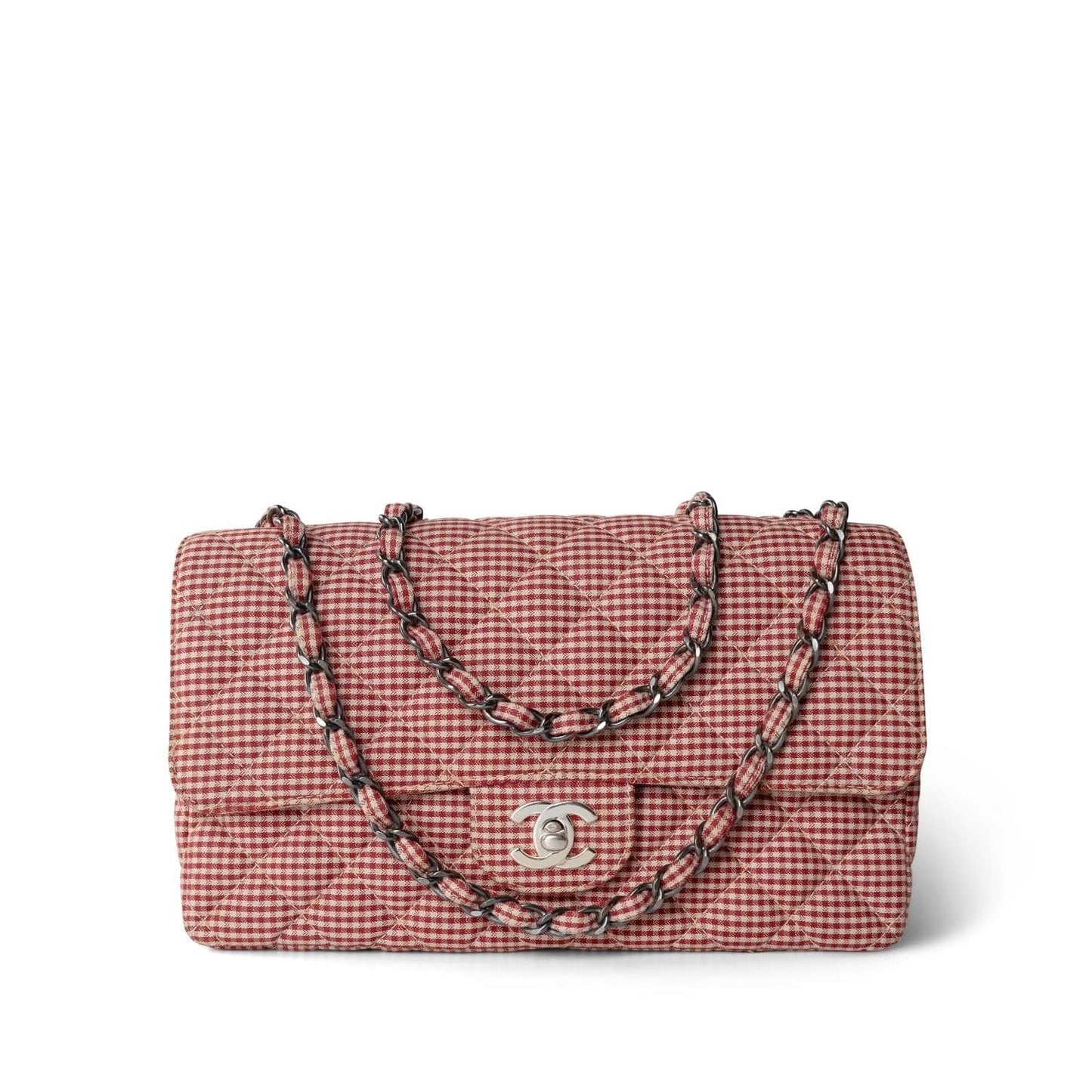 Vintage Gingham Red Medium Single Flap Bag