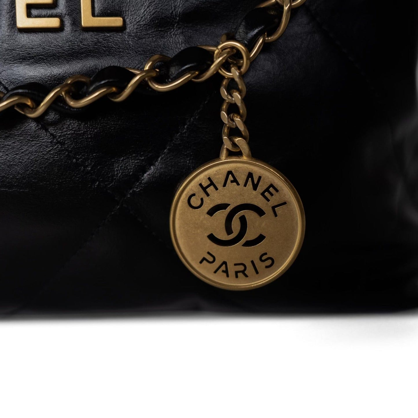 24C Black Calfskin Quilted 22 Hobo Bag Small Antique Gold Hardware