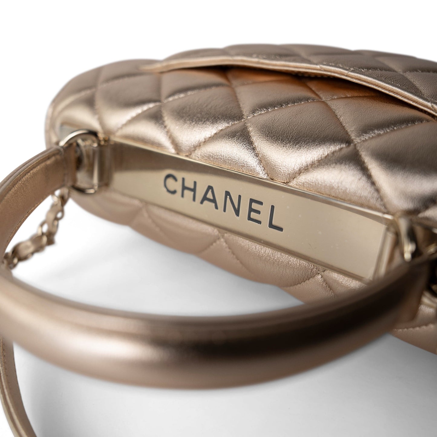 21S Gold Metallic Lambskin Quilted Trendy CC Small Light Gold Hardware