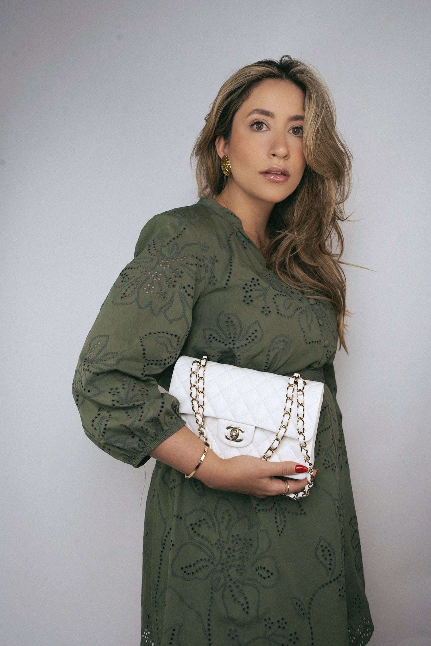 White Caviar Quilted Classic Flap Small LGHW