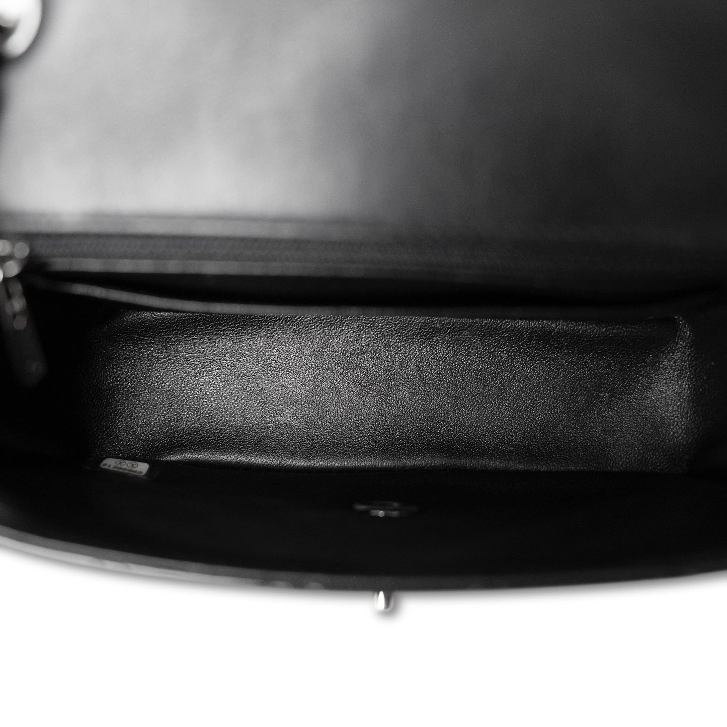 15B Black Patent Quilted Mini Rectangular Flap Silver Hardware