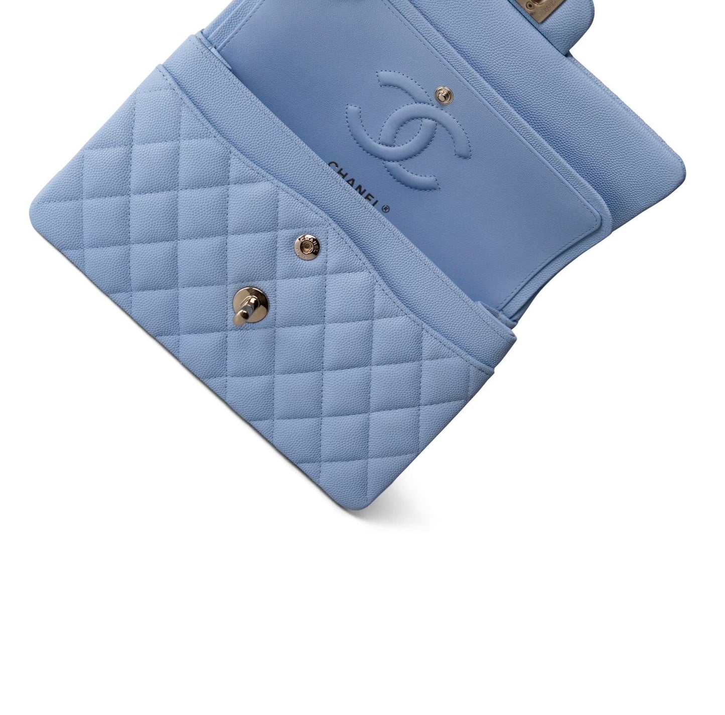 23P Light Blue Caviar Quilted Classic Flap Small Light Gold Hardware