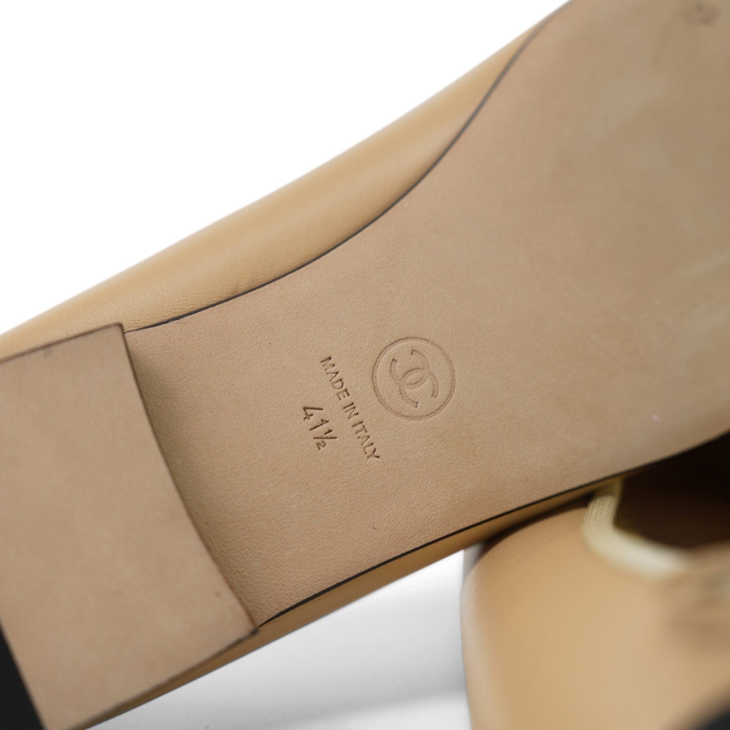 Beige/Black Lambskin Cap Toe CC Ballerina Flats Size 41.5