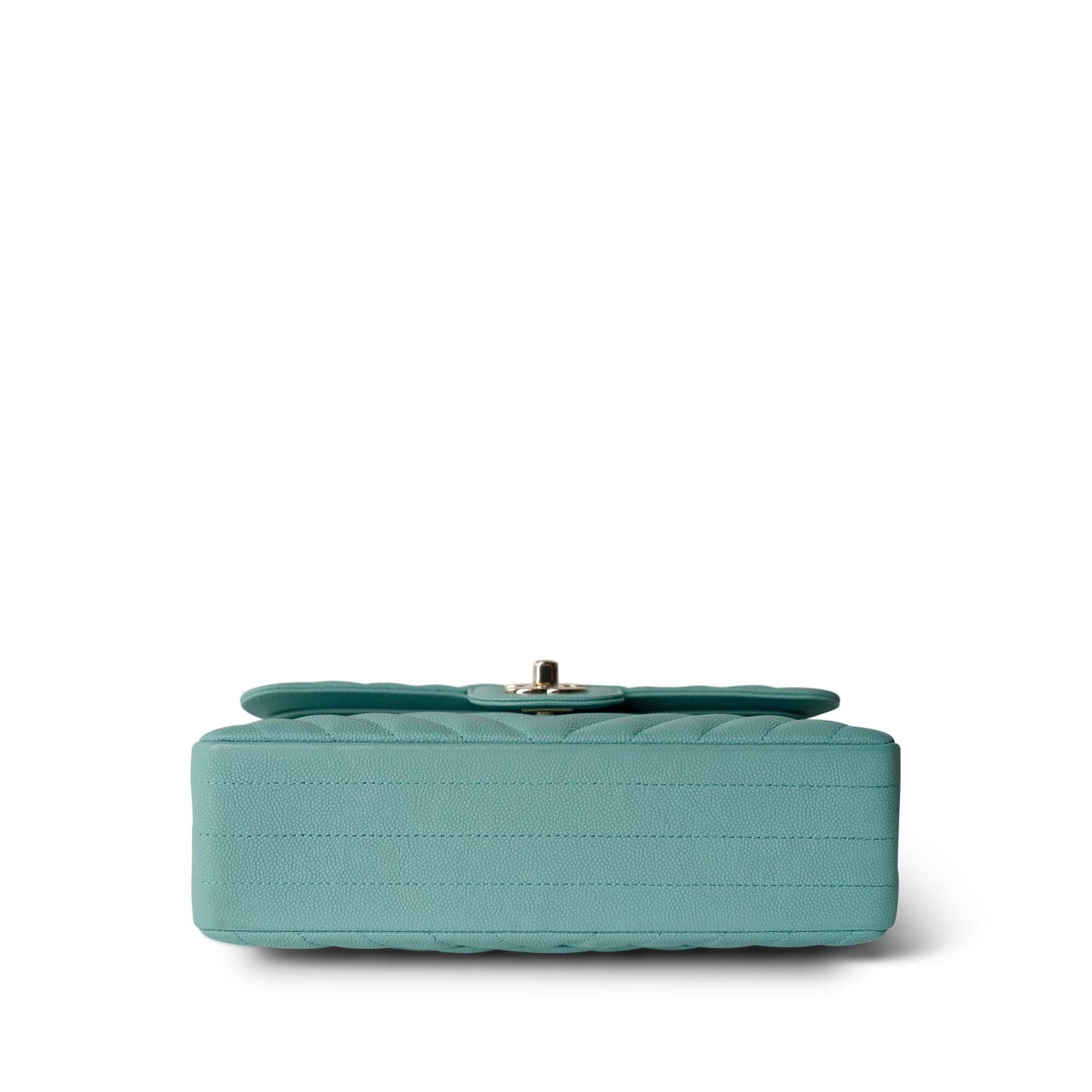 Tiffany Blue Caviar Chevron Quilted Classic Flap Small LGHW