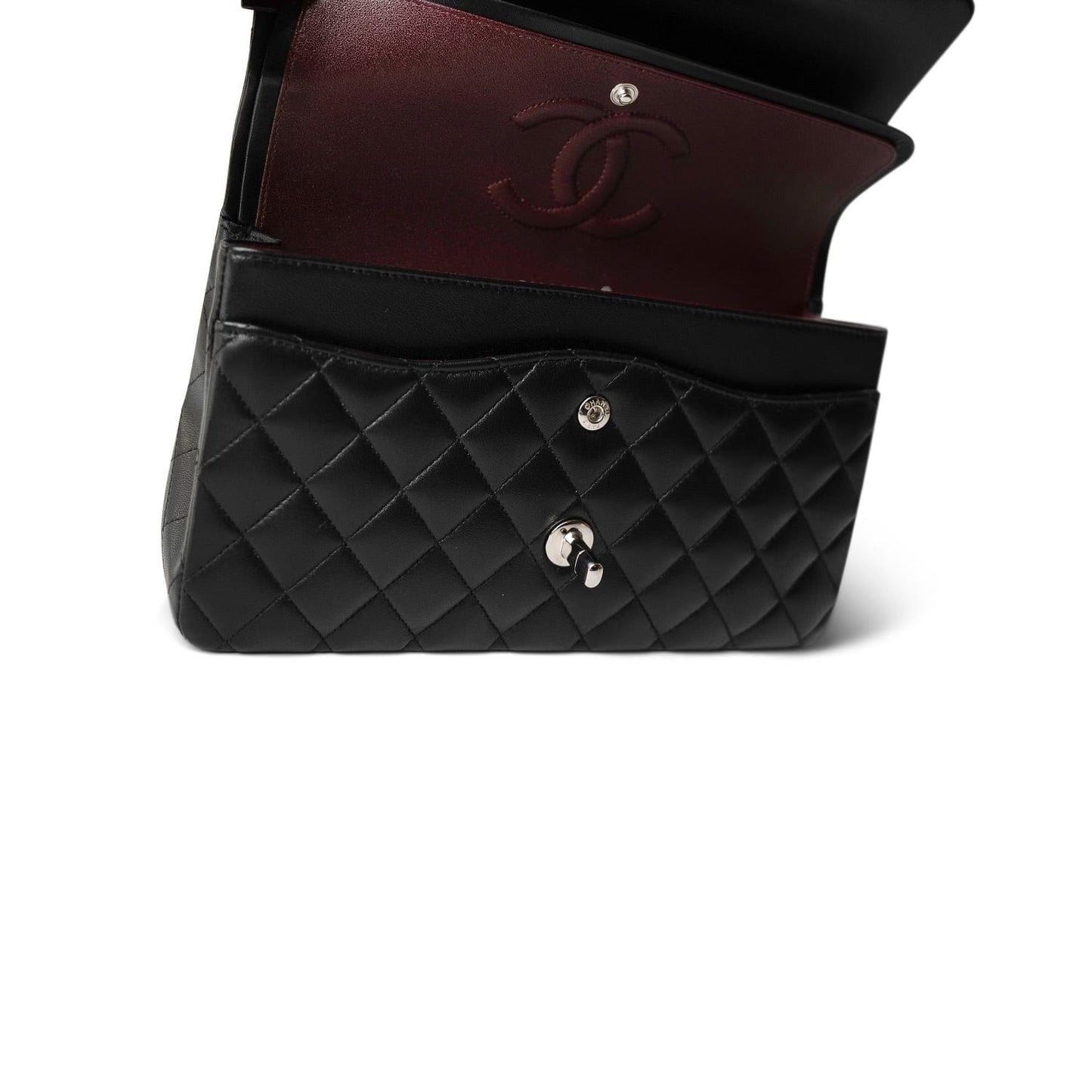 Black Lambskin Quilted Classic Flap Medium Silver Hardware