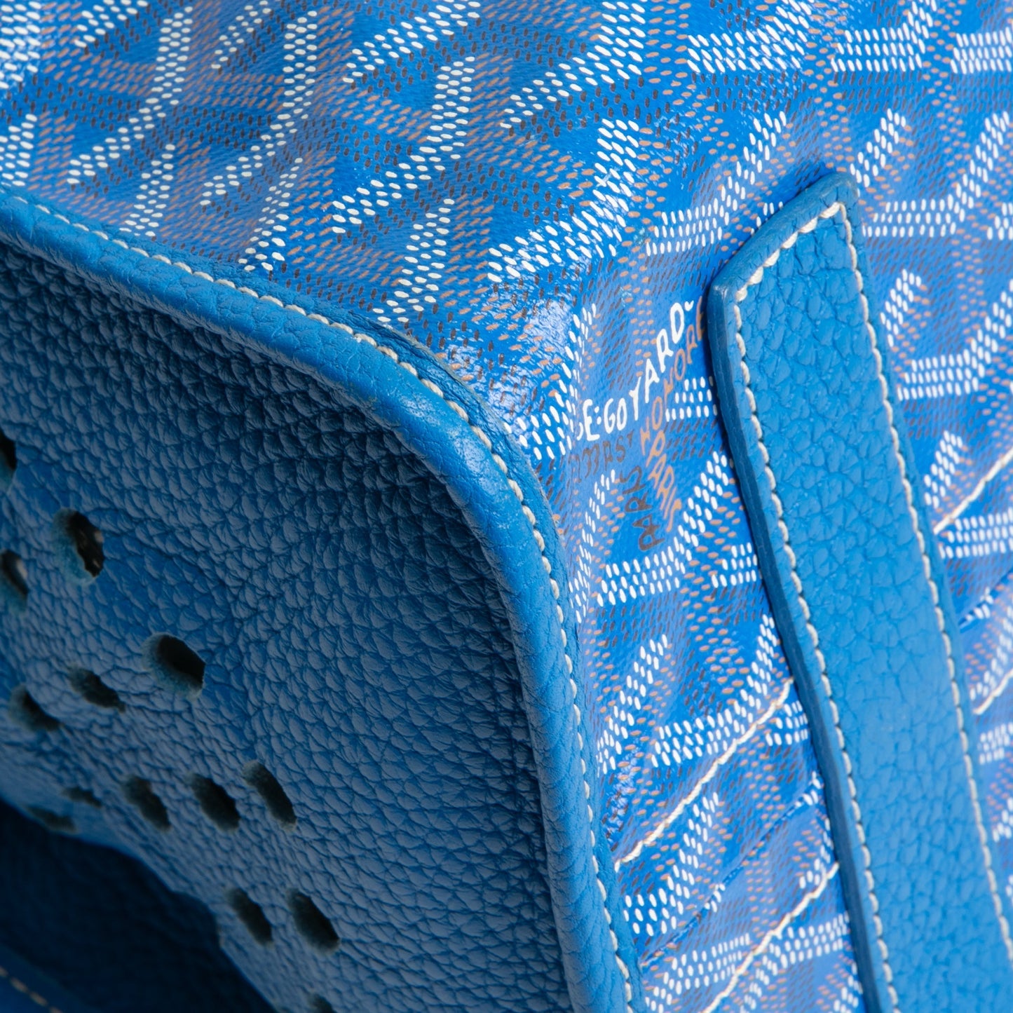 GOYARD Goyardine Sac Hardy Pet Carrier PM w/ Pouch- Sky Blue