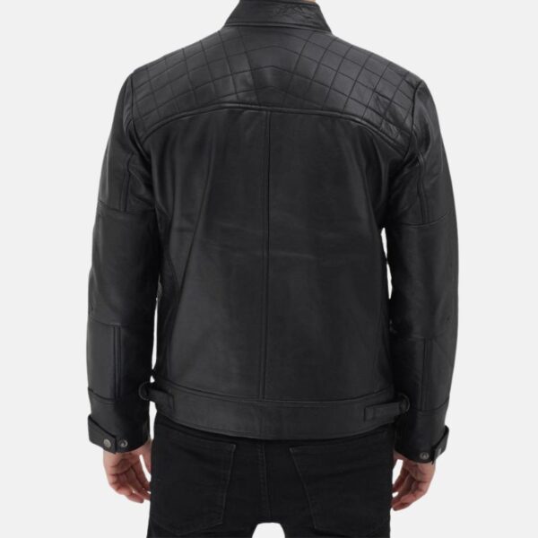Cafe Racer Men’s Quilted Black Leather Jacket