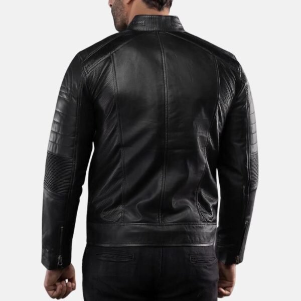 Cafe Racer Black Leather Jacket Mens