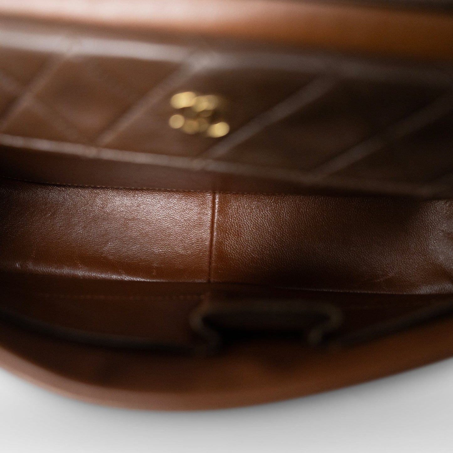 Brown Lambskin Quilted Single Flap Gold Hardware