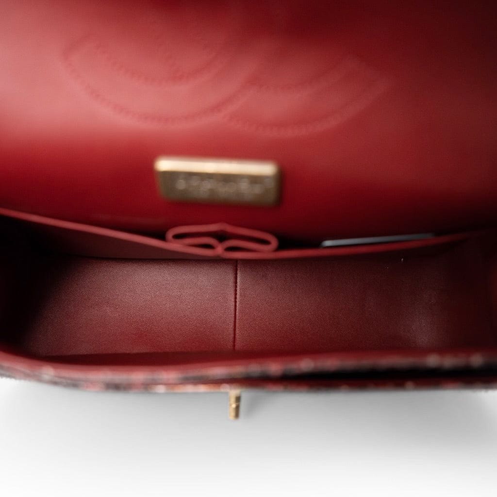 Burgundy Python Jumbo Classic Flap