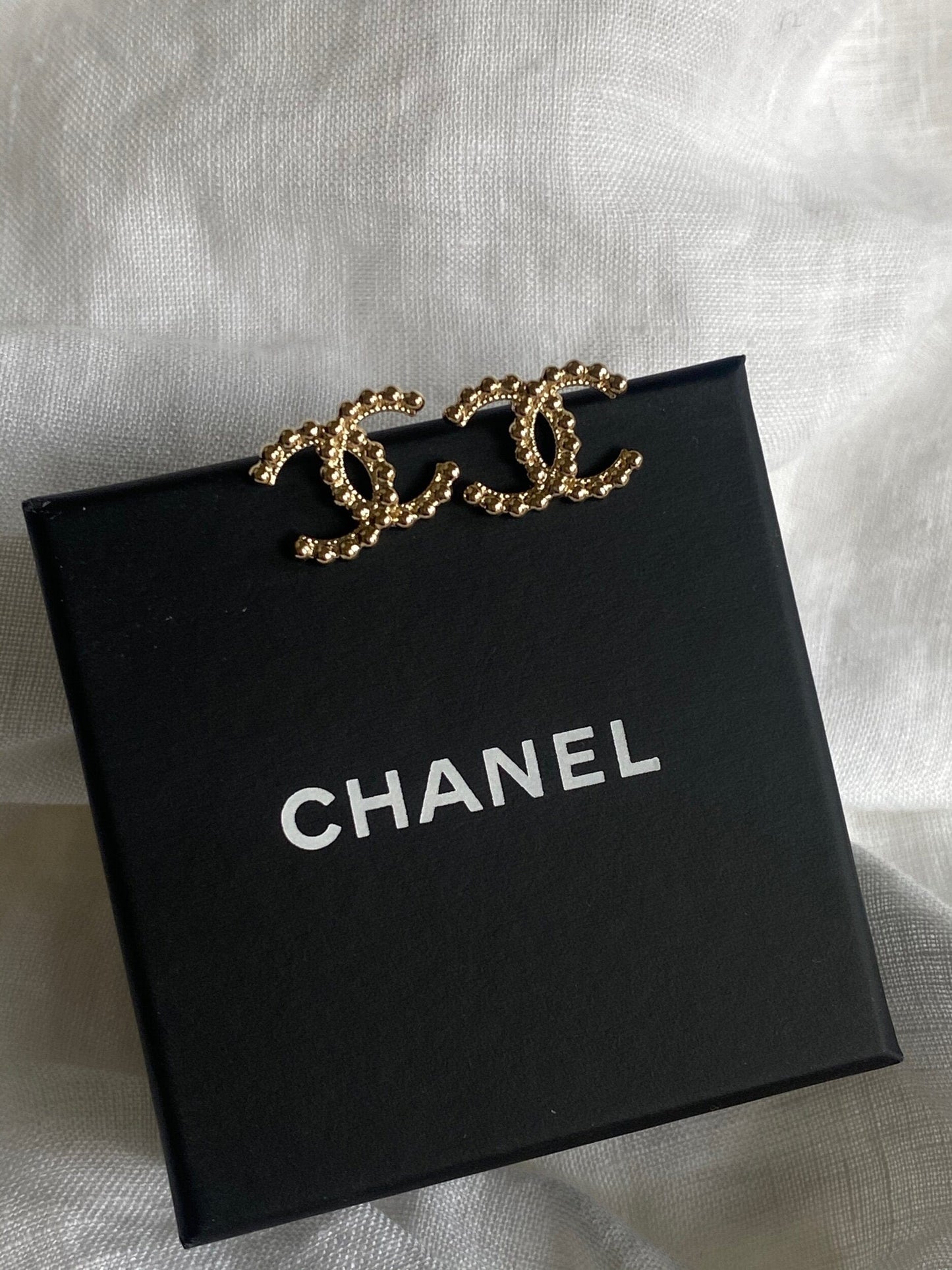 Chanel CC Stud Earrings Gold