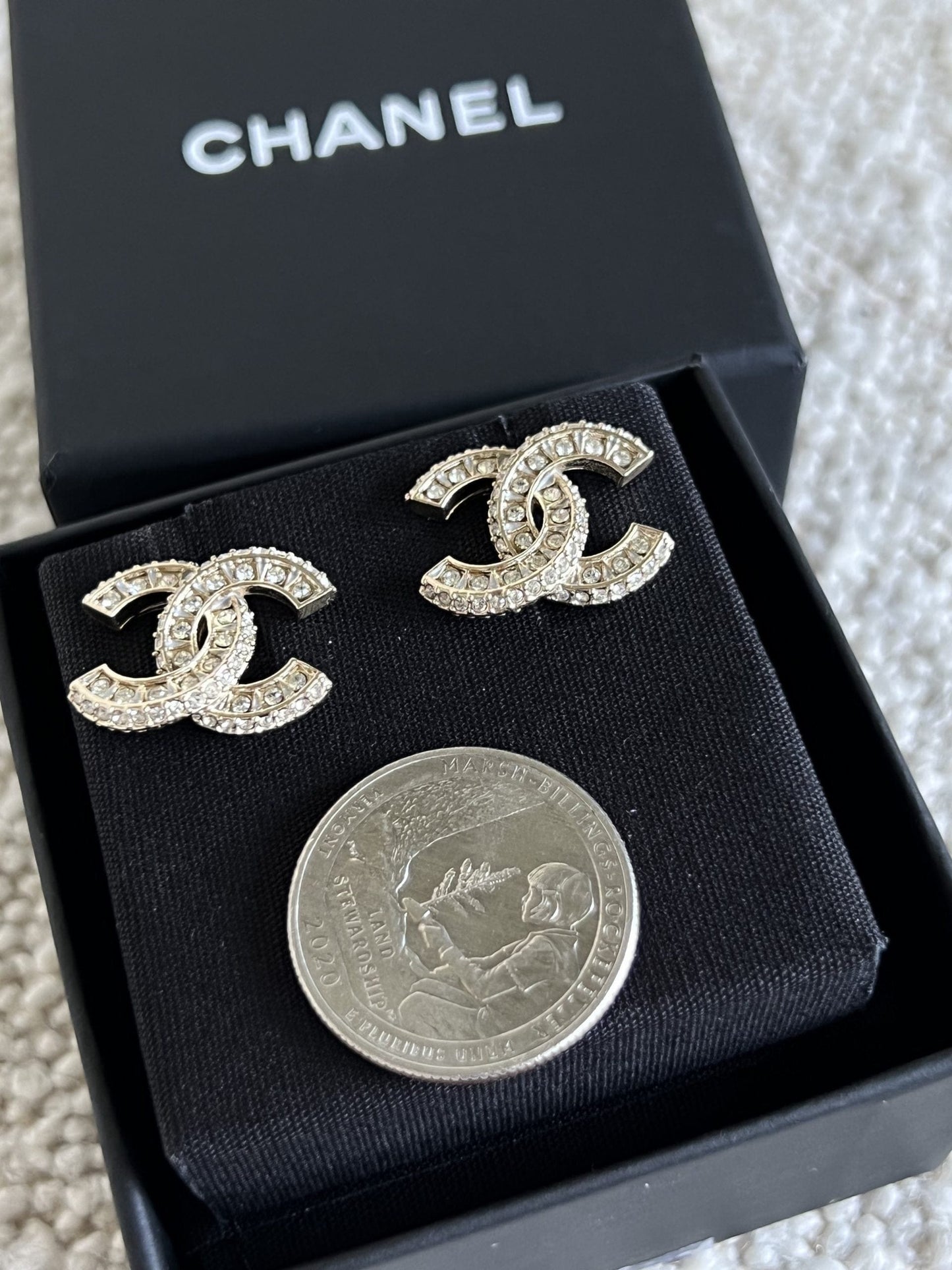 Chanel Classic CC Timeless Earrings Light Gold