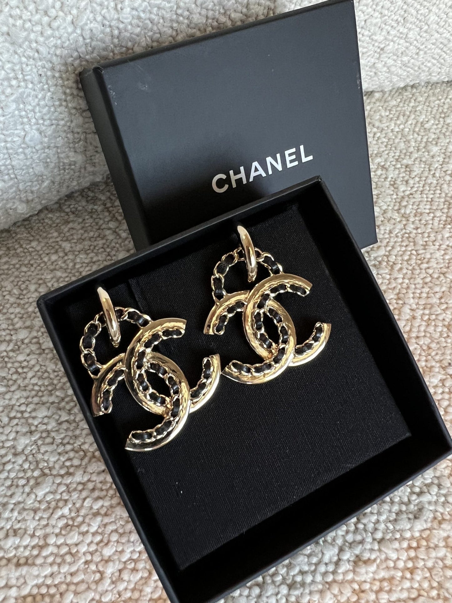 Chanel Gold CC Hook Dangle Earrings