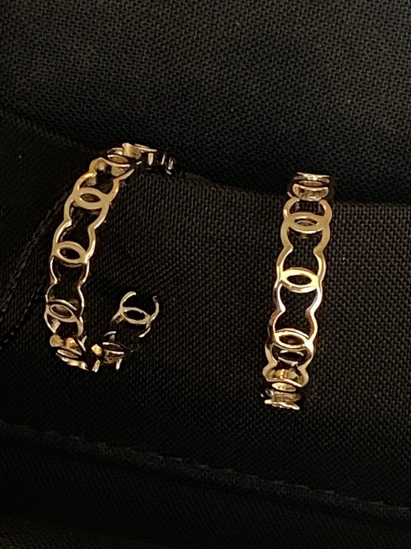 21A CC Dangle Hoops Earrings Gold