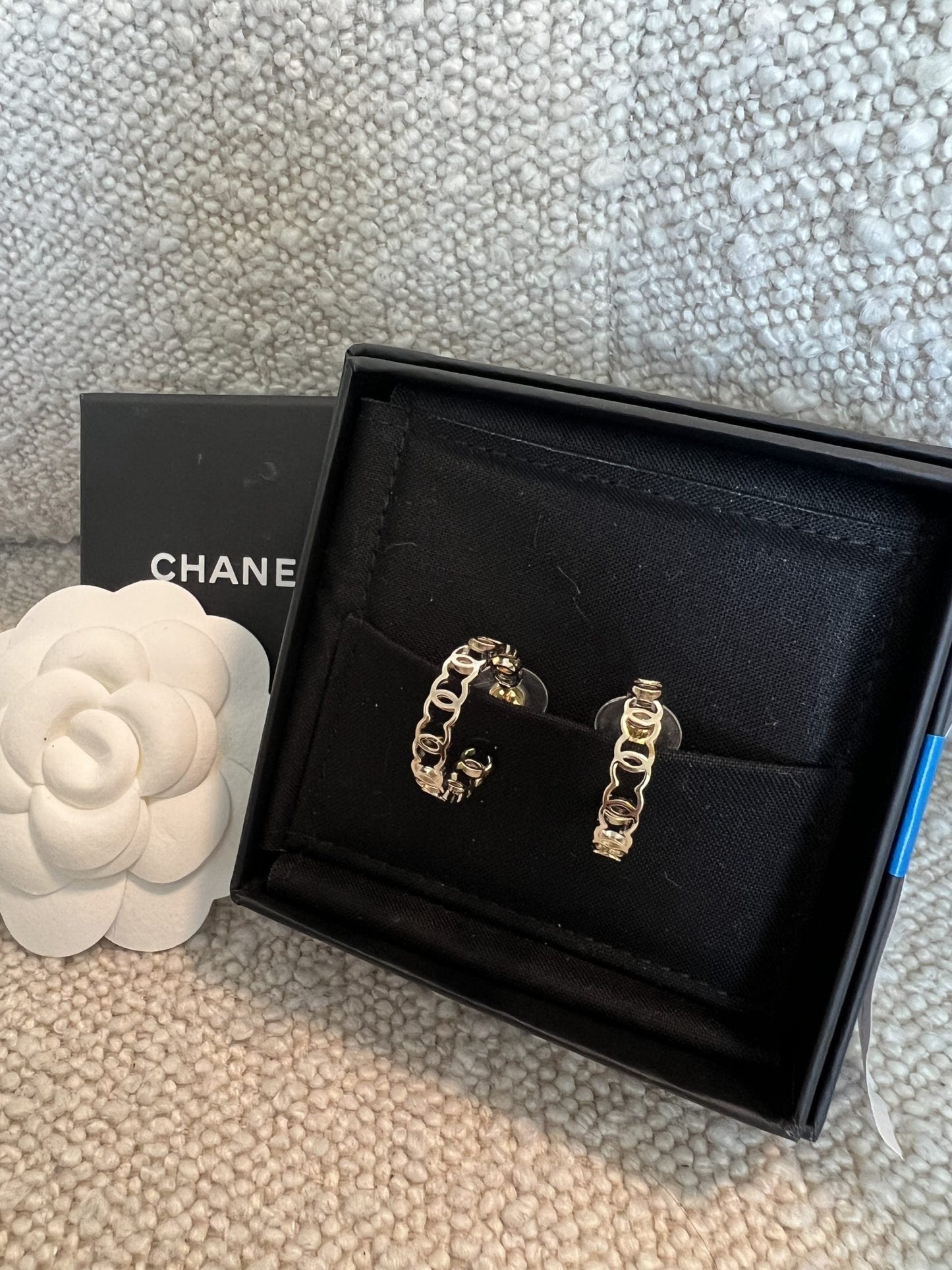 21A CC Dangle Hoops Earrings Gold