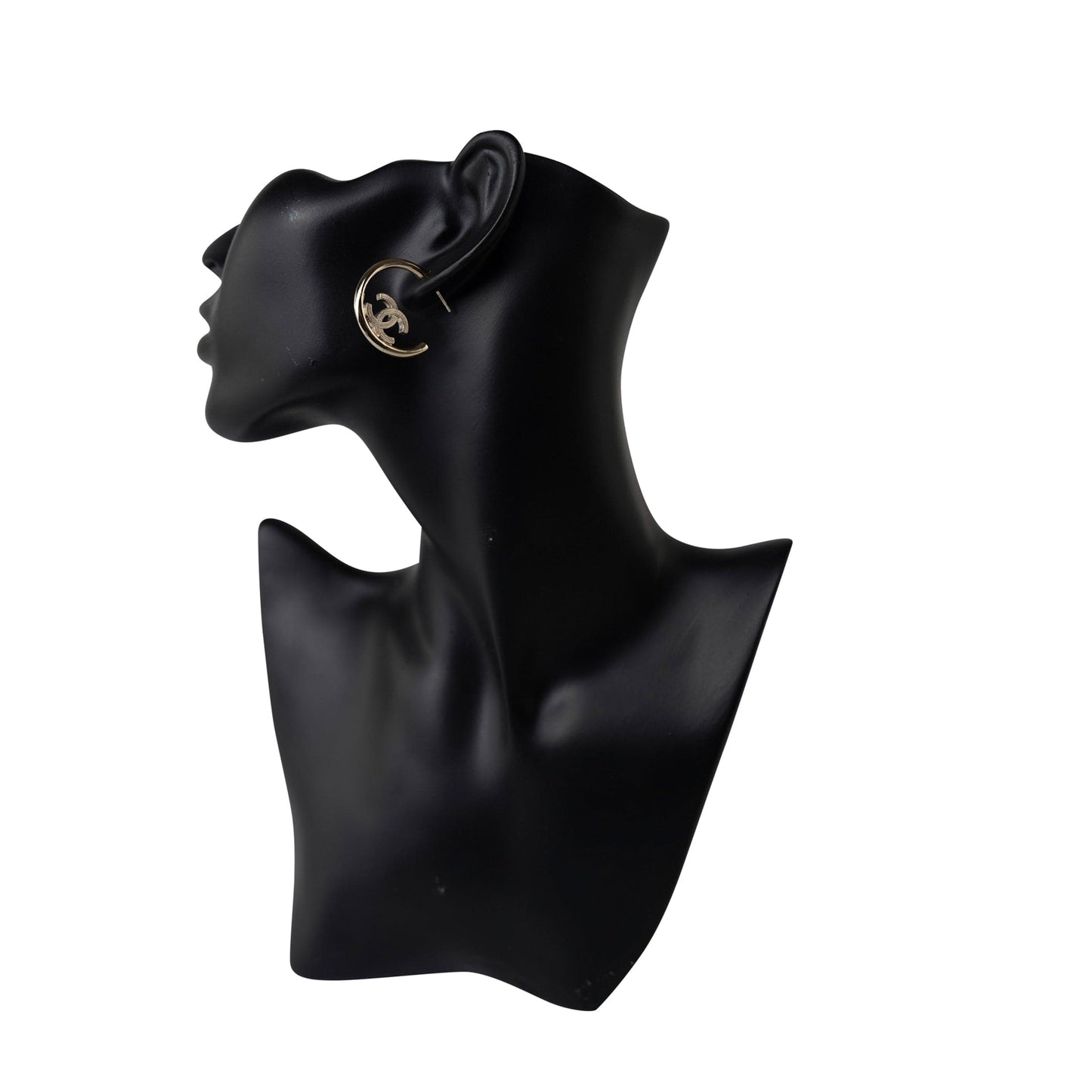 Chanel CC Light Gold Hoop Earrings