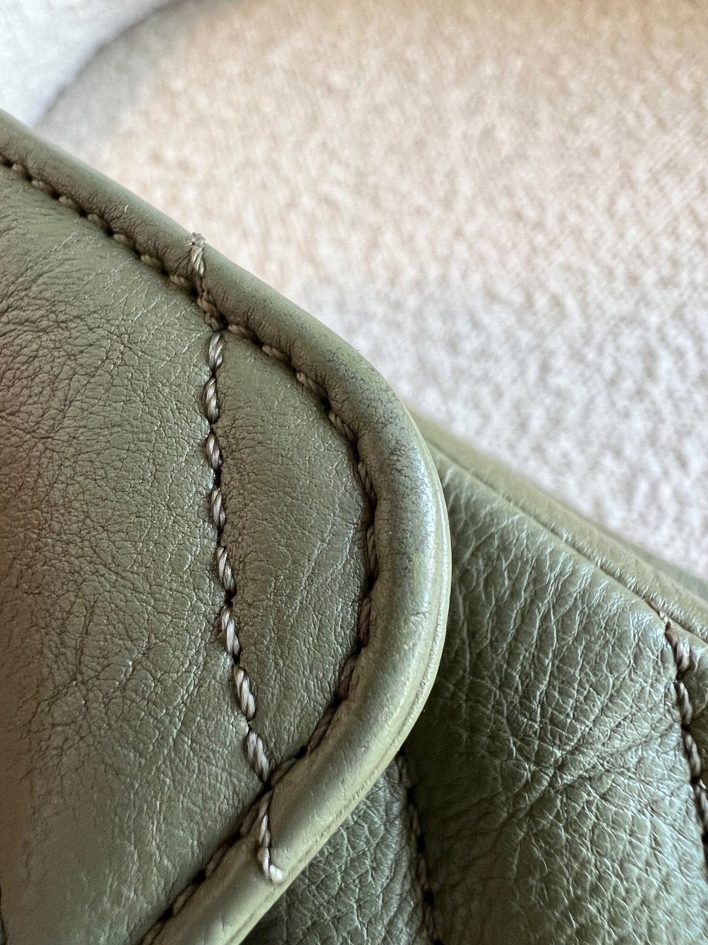 17C Khaki Green Chevron Calfskin Mini Rectangular Flap Brushed GHW