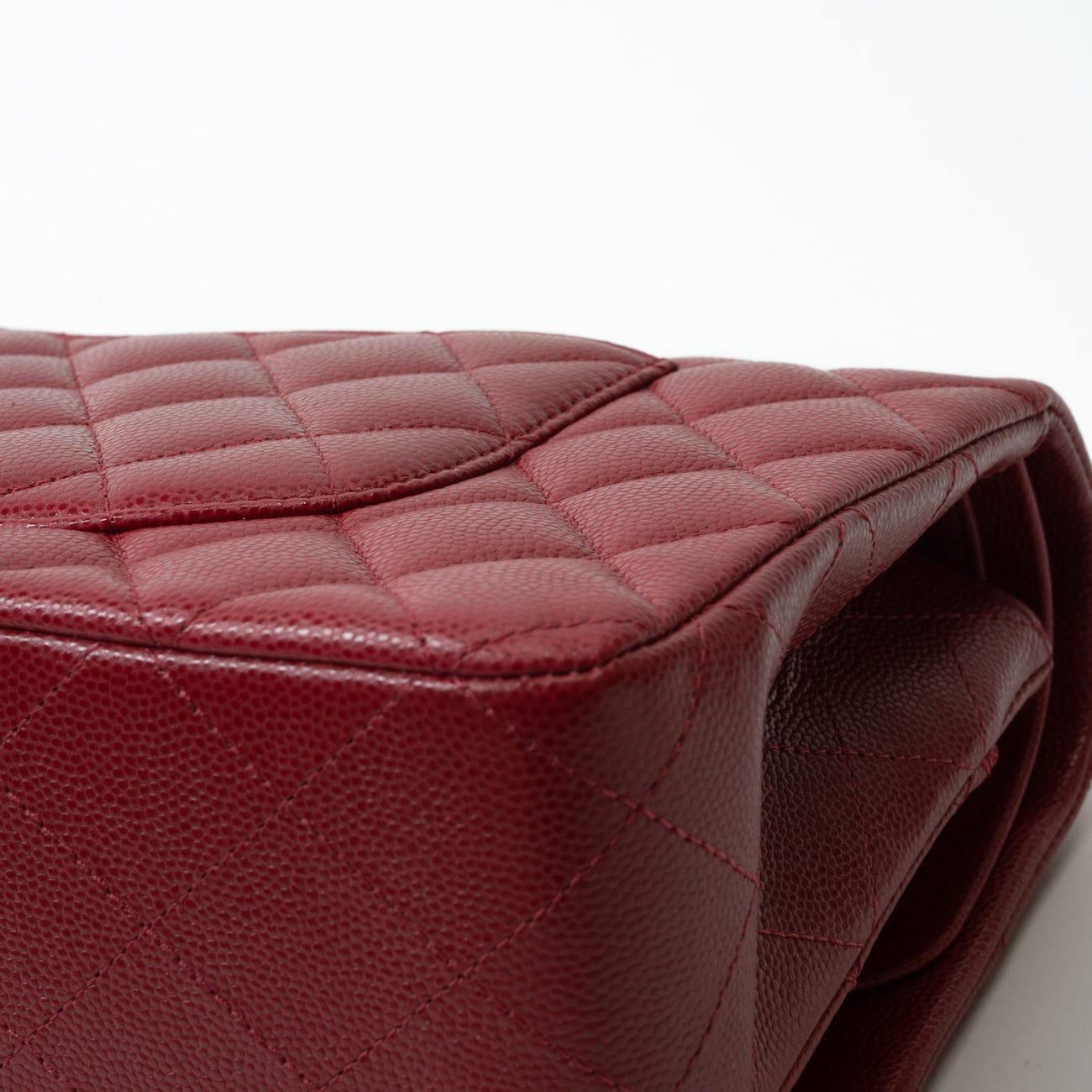 18B Raspberry Red Caviar Quilted Classic Flap Medium Silver Hardware
