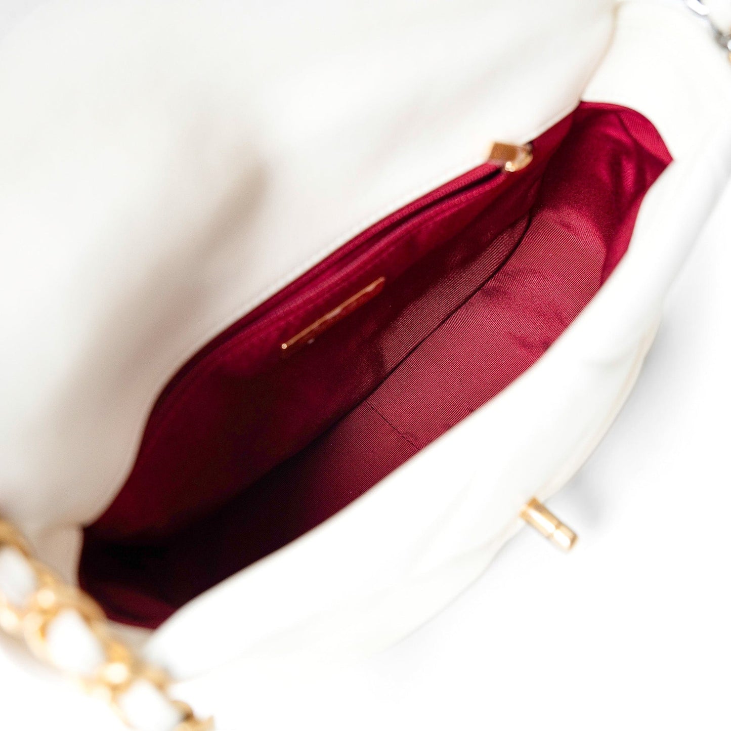 White Lambskin Quilted 19 Flap Small Mixed Hardware