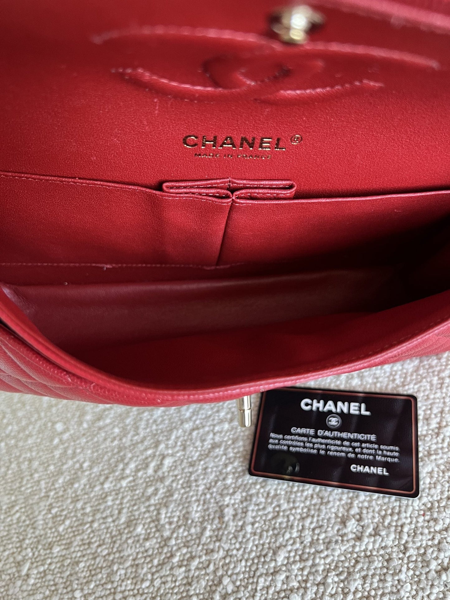 19B Red Caviar Quilted Classic Flap Medium SHW