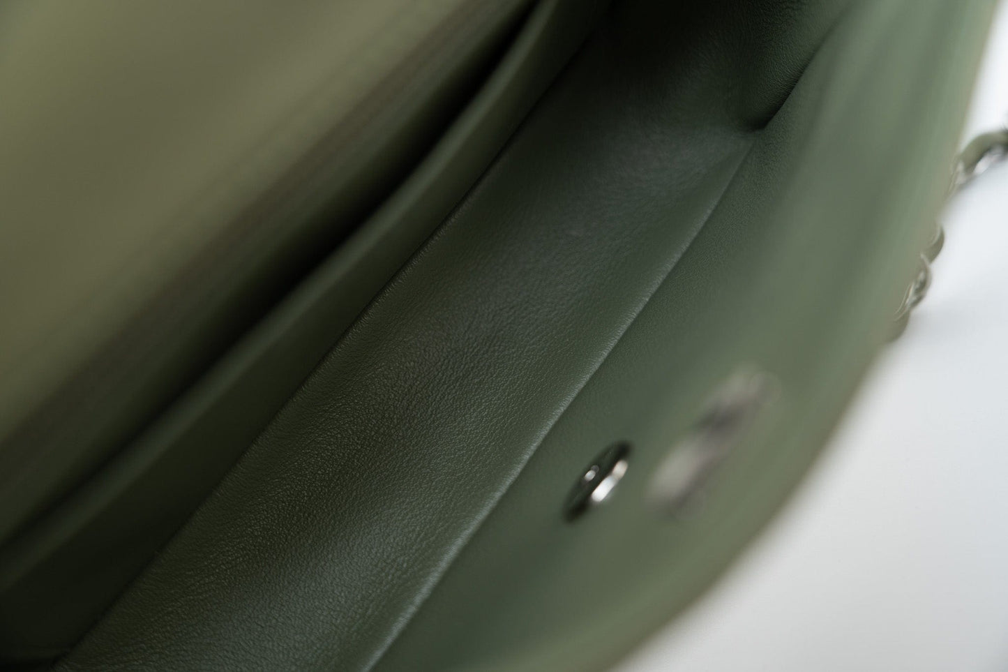 21B Military Green Lambskin Quilted Mini Rectangular Single Silver Hardware