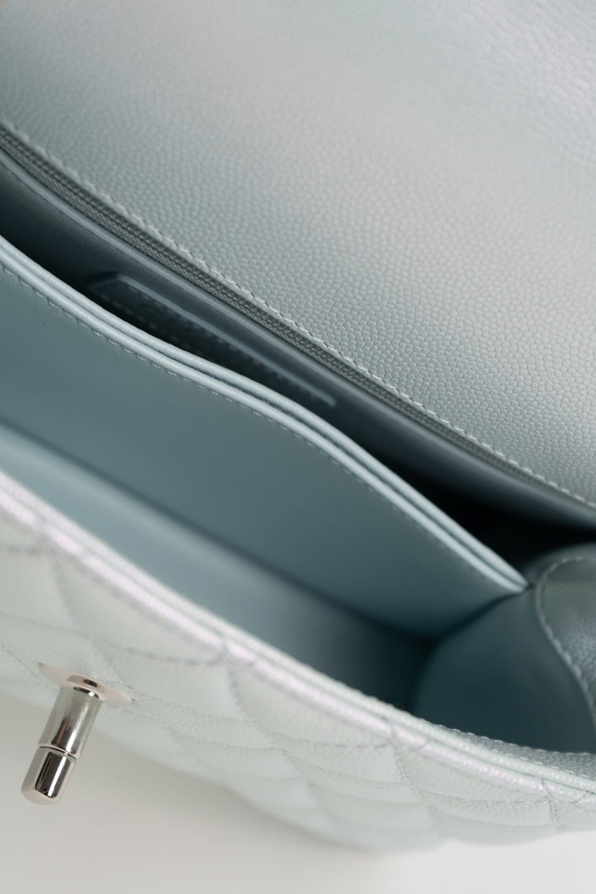 21K Iridescent Blue Caviar Quilted Coco Handle Small