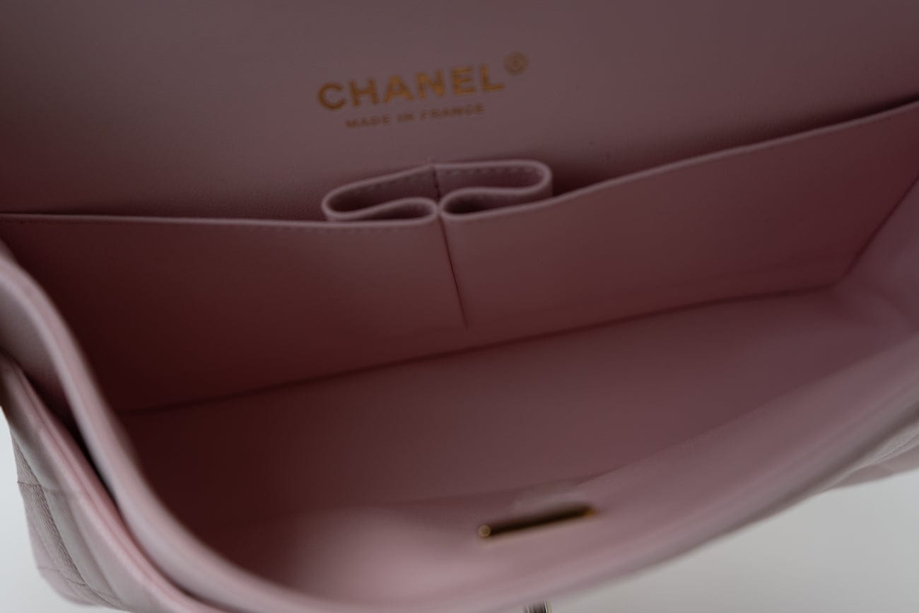 22P Light Pink Caviar Quilted Classic Flap Medium LGHW