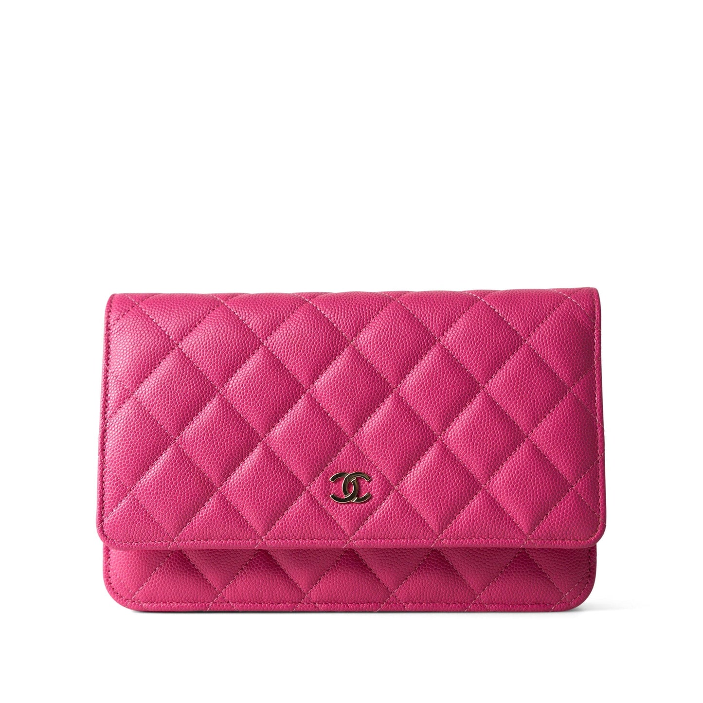 22P Pink Caviar Quilted Wallet on Chain Light Gold Hardware