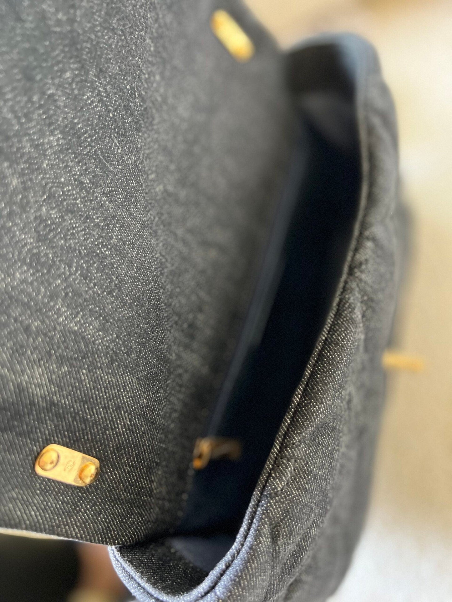 22S Black Denim CC Quilted Funky Town Flap