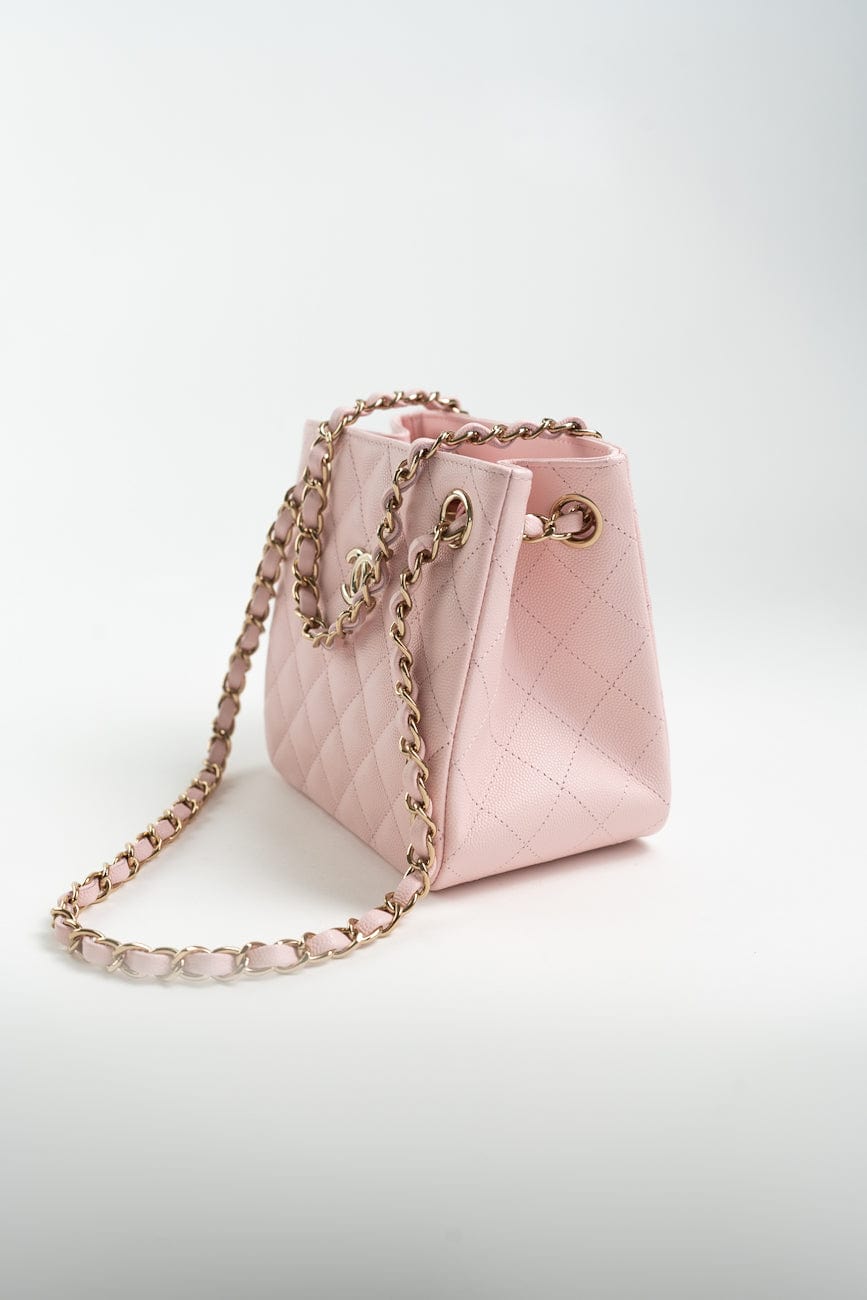 22S Light Pink Caviar Quilted Mini Bucket Bag LGHW