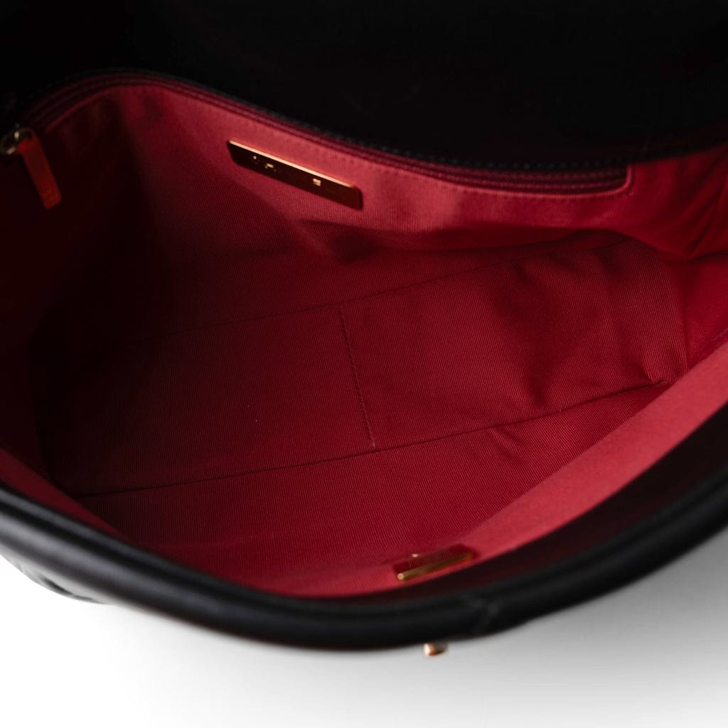 22P Black Lambskin Quilted Large 19 Flap Mixed Hardware