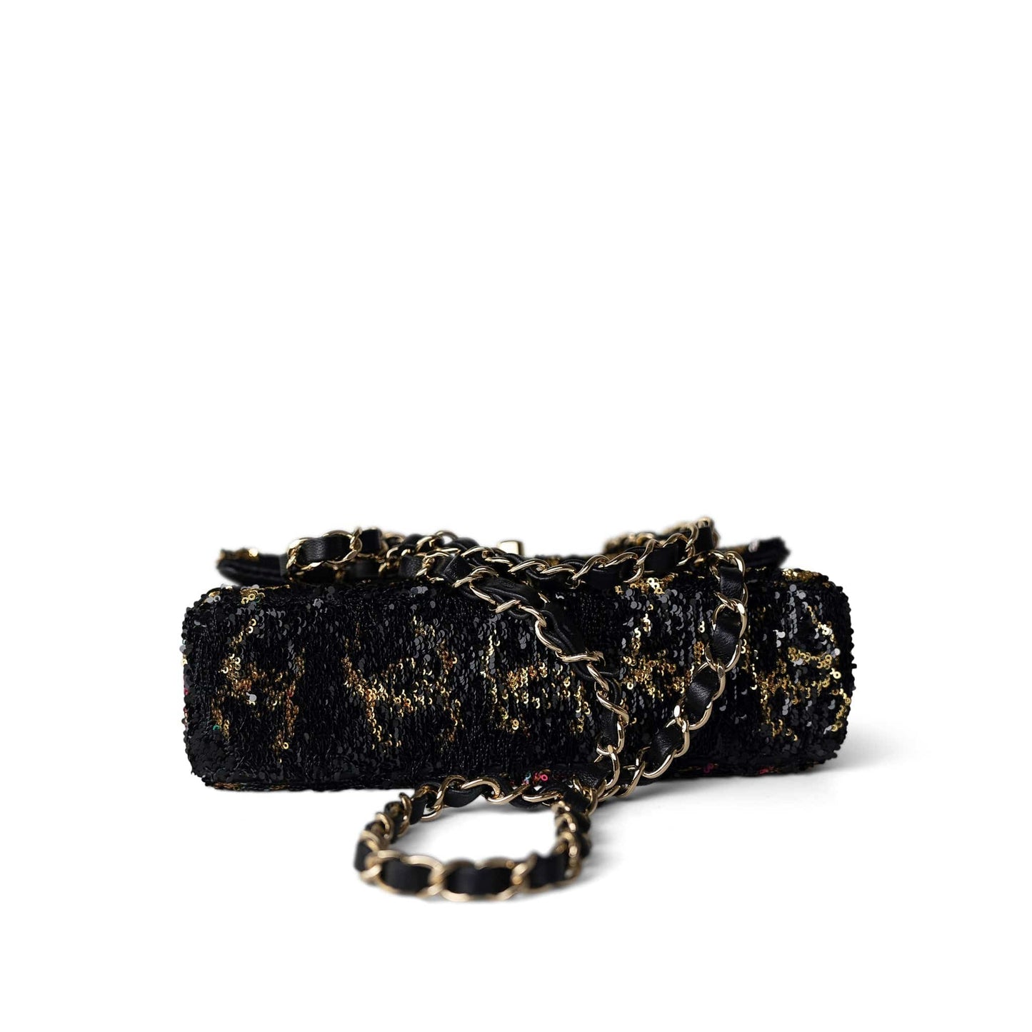 23B Black Multicolor Reversible Sequins Single Flap Bag