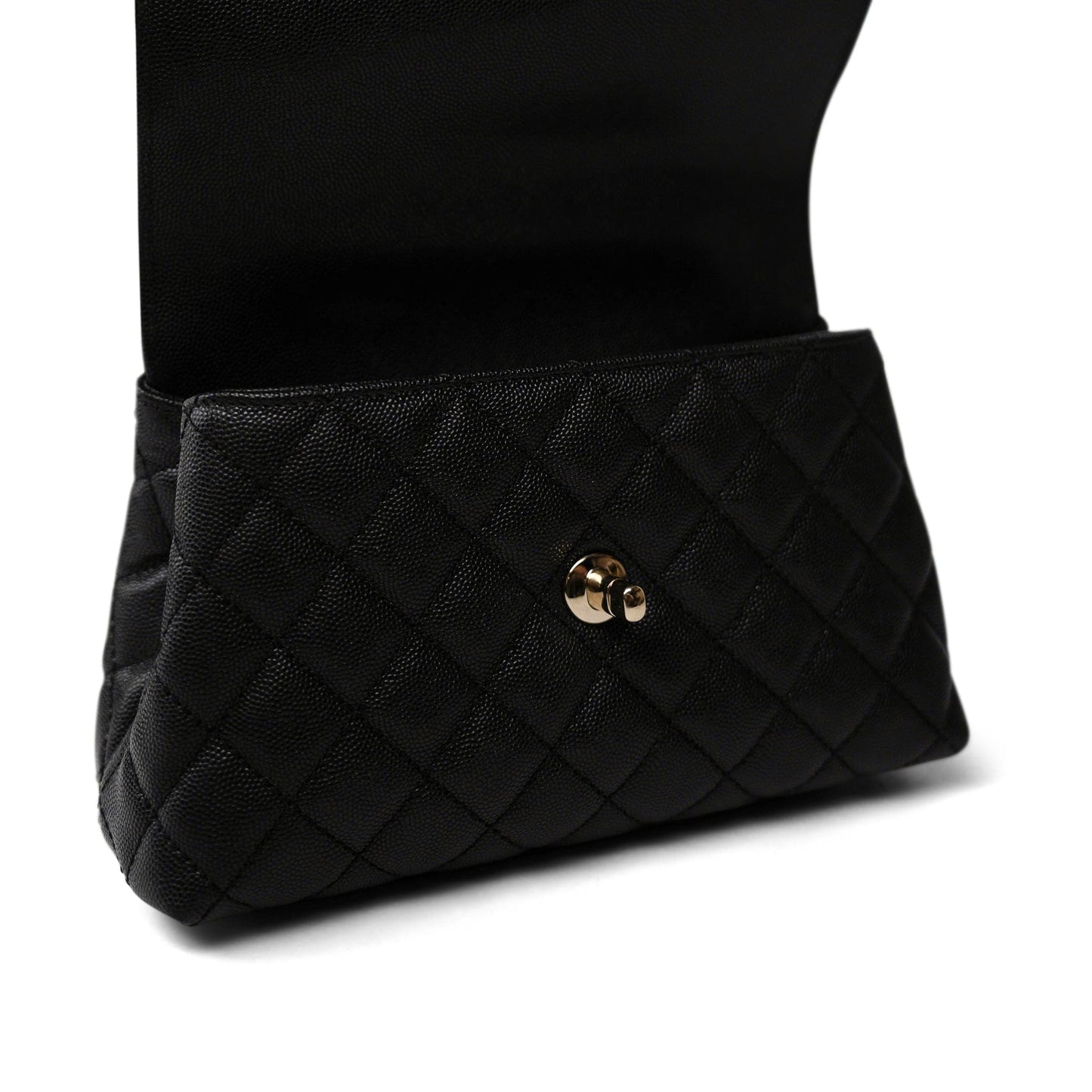 Black Caviar Quilted Mini Coco Handle Light Gold Hardware