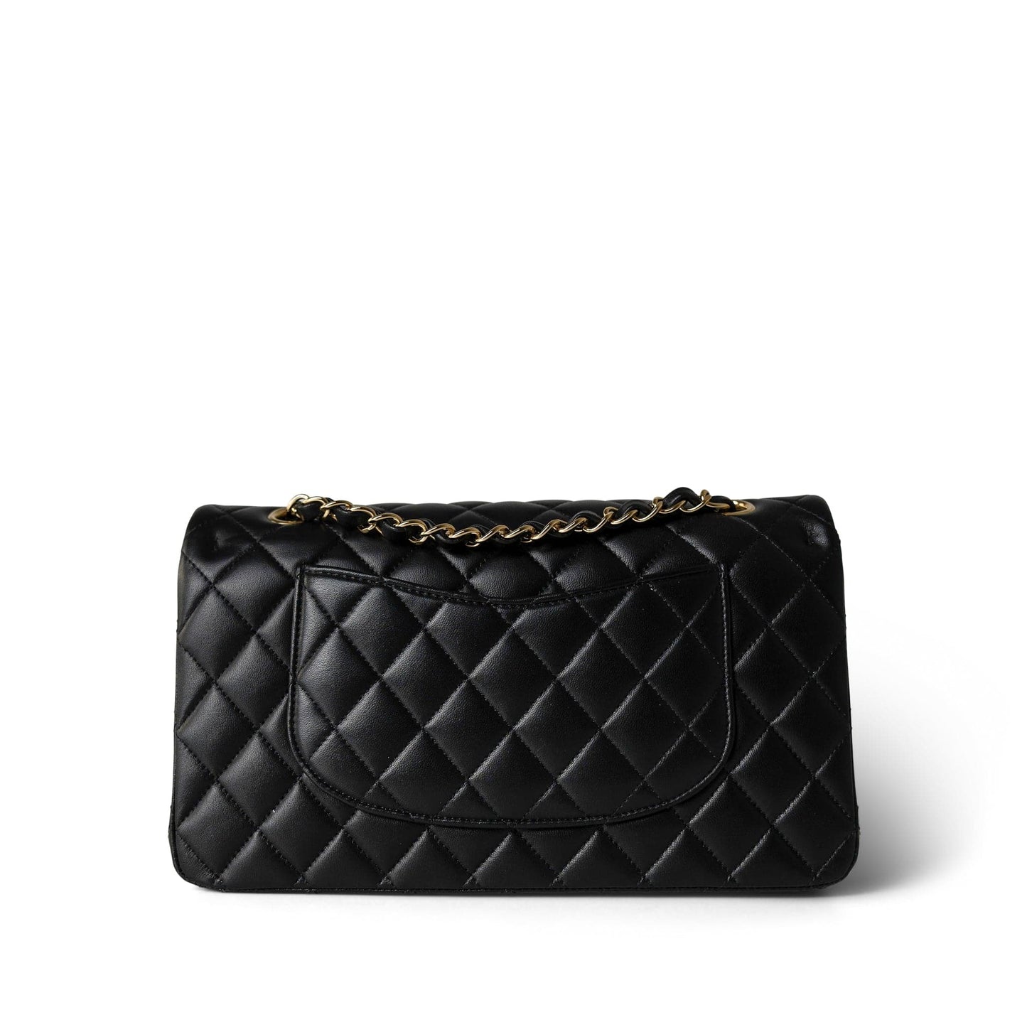 Black Lambskin Quilted Classic Flap Medium Gold Hardware