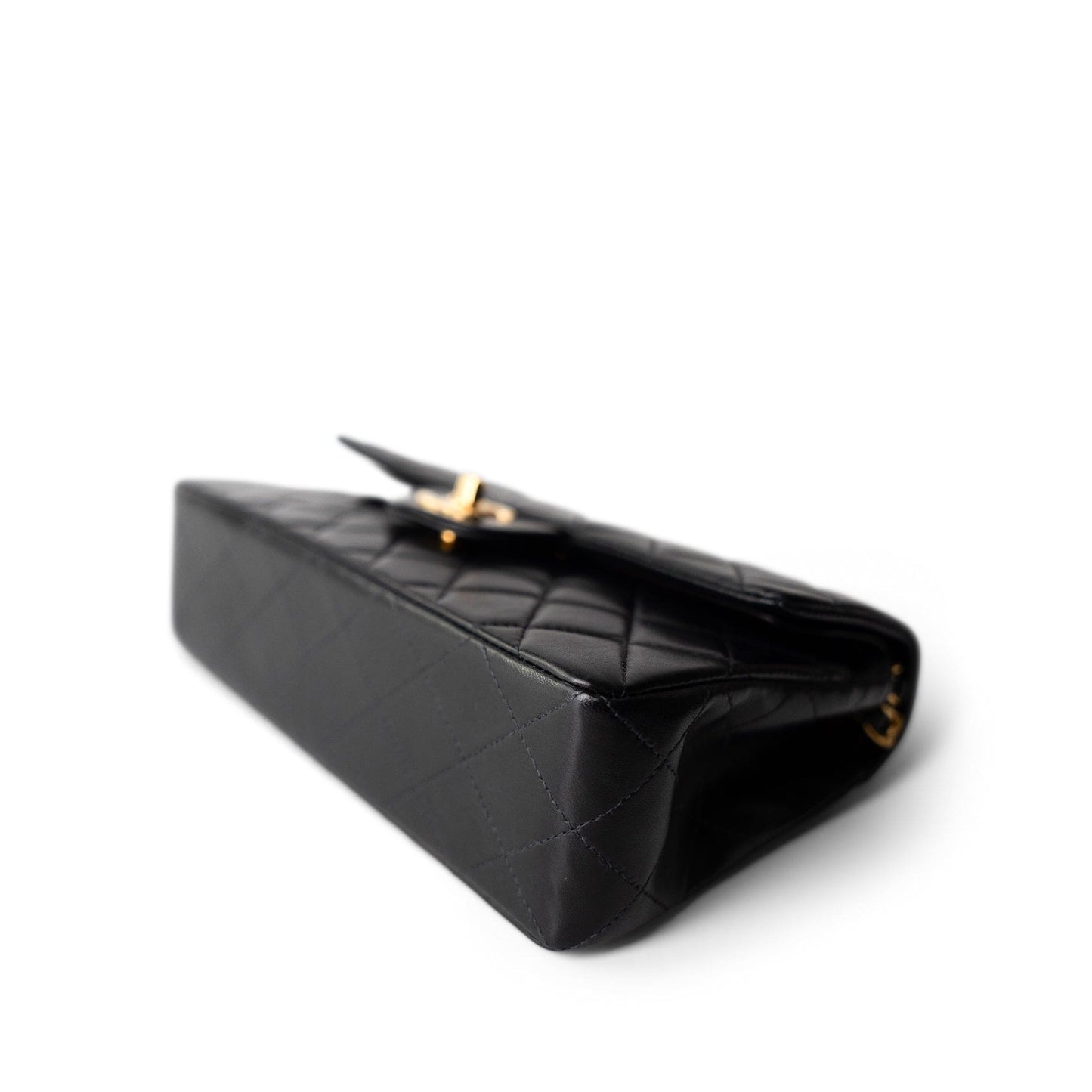 Black Lambskin Quilted Classic Flap Small Gold Hardware