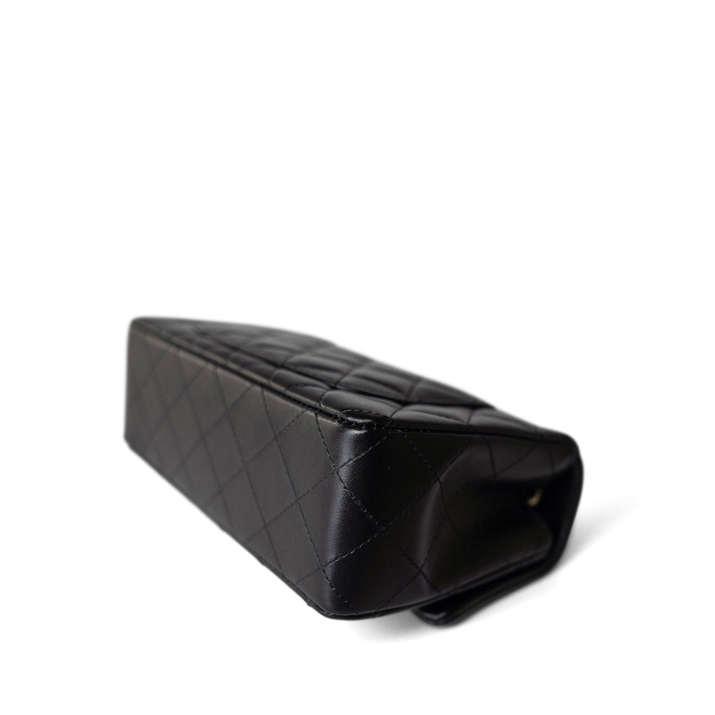 Black Lambskin Quilted Mini Rectangular Flap Light Gold Hardware