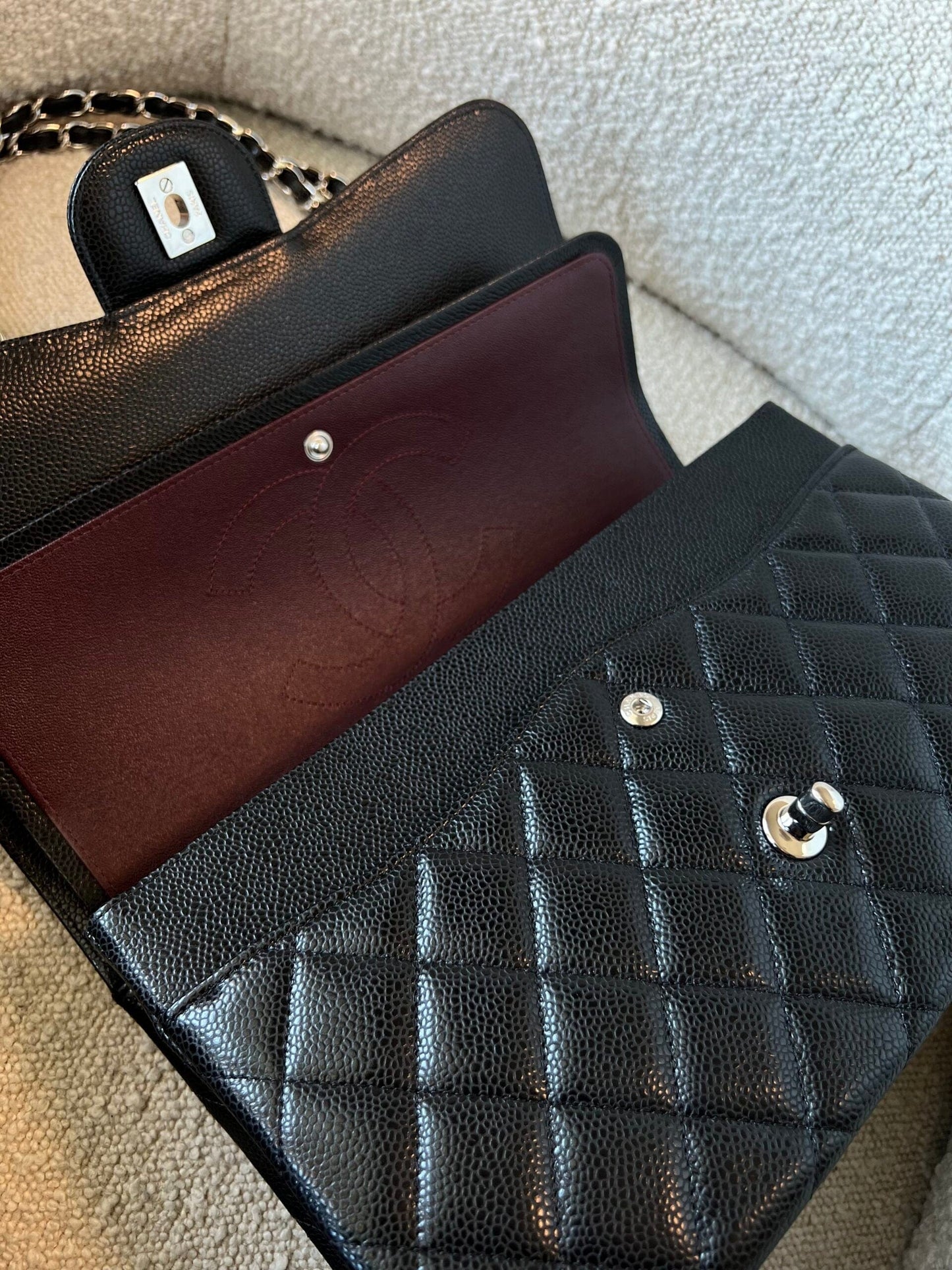 Black Caviar Quilted Jumbo Classic Flap Silver Hardware