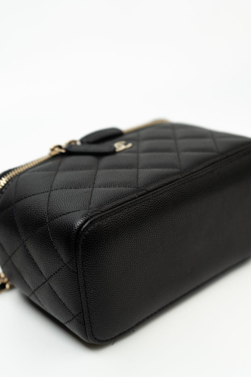 Black Caviar Quilted Small Vanity Case LGHW